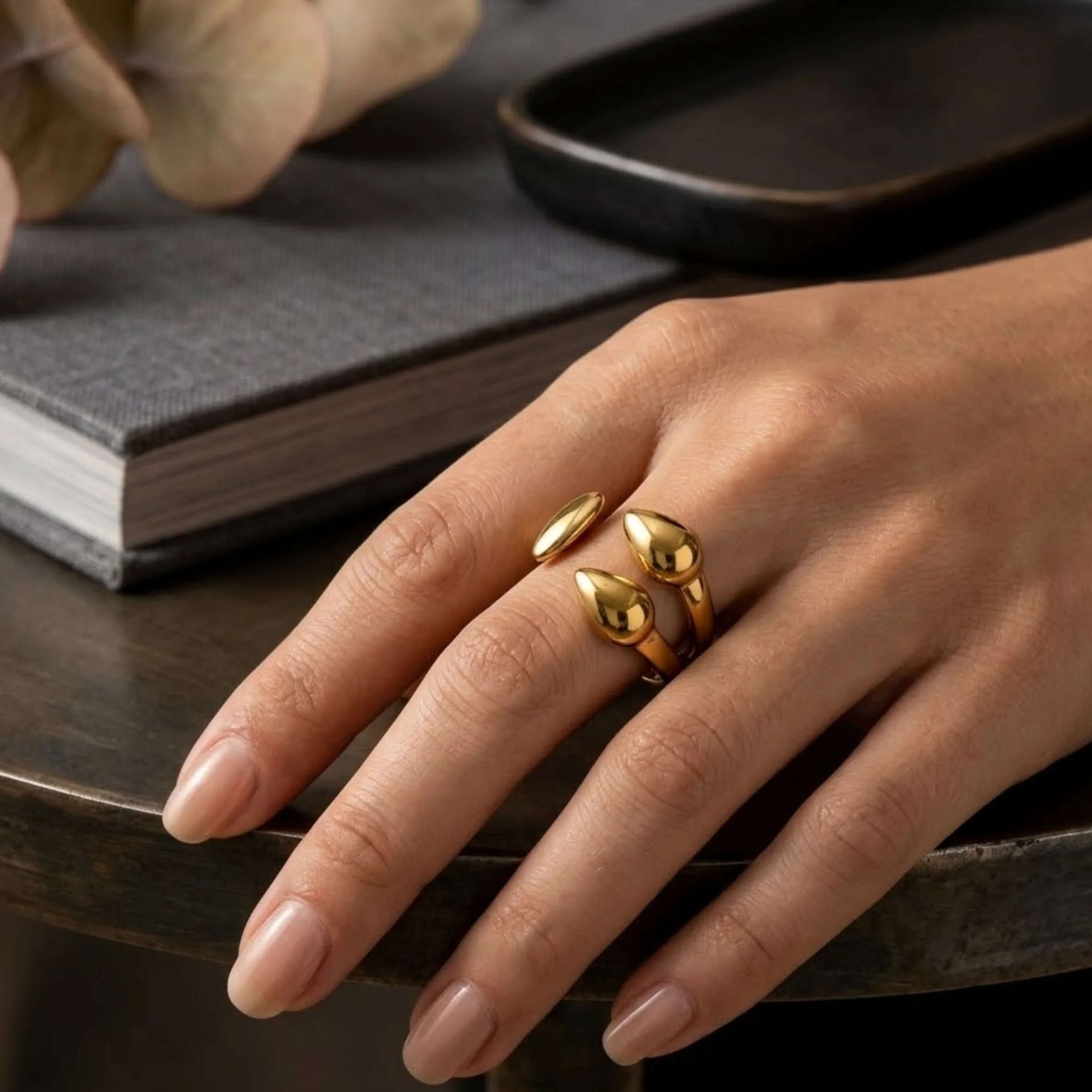 18K Gold-Plated Fluid Form Ring - Image 2