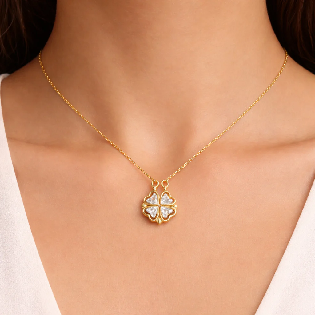 18k Gold Plated Fortune Bloom Crystal Necklace - Image 2