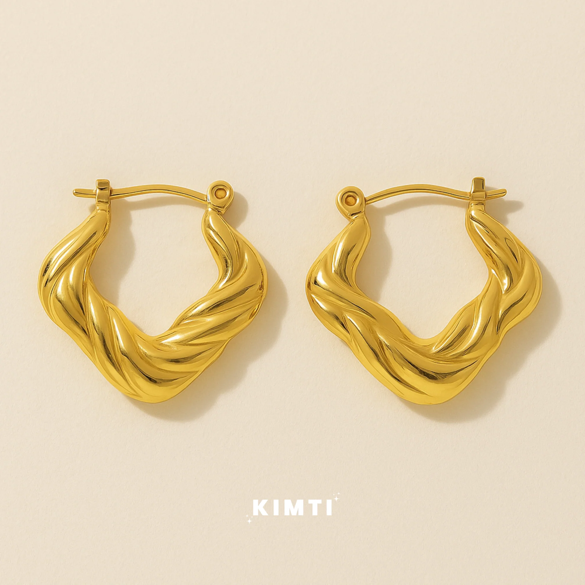 18K Gold Plated Vintage Geometric Hoop Anti Tarnish Earring