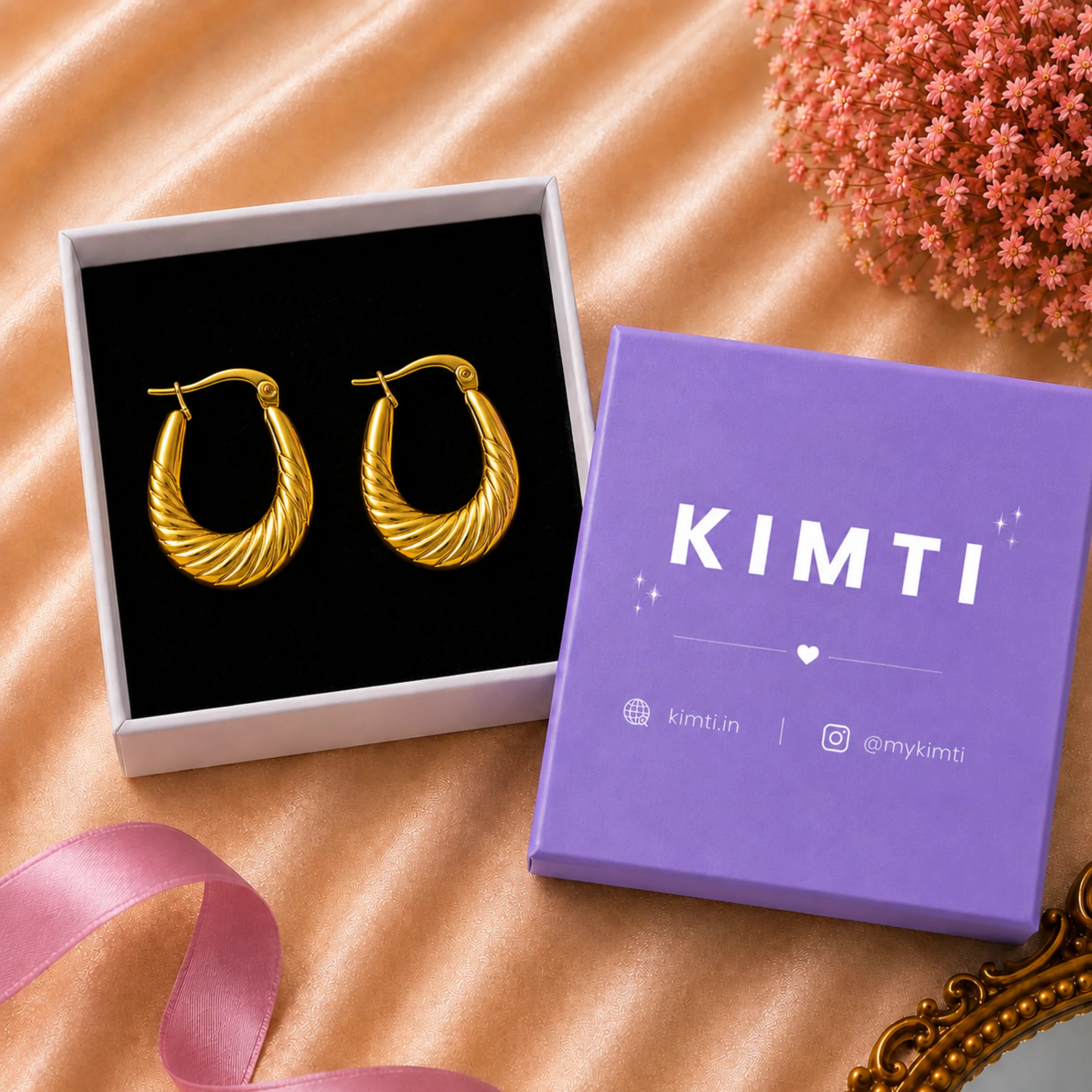 18k Gold-Plated Gilded Swirl Hoops Earring - Image 3