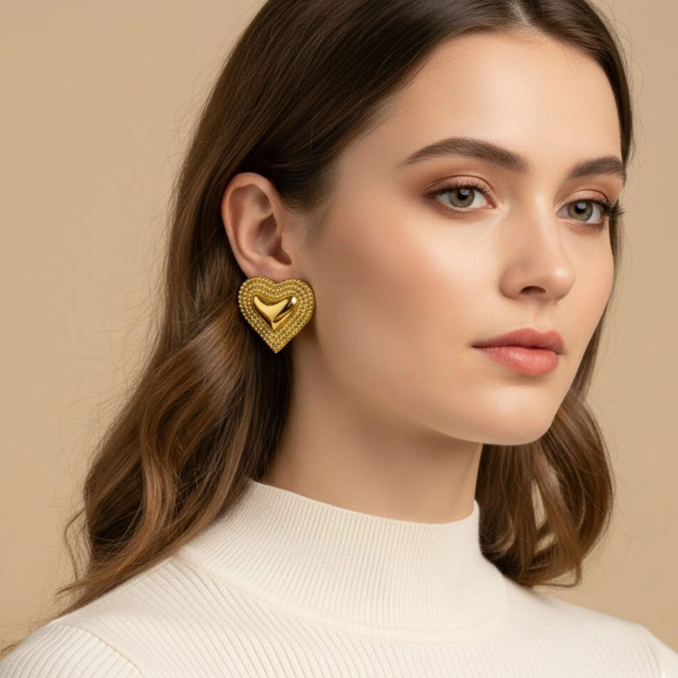 18k Gold Plated Giselle Pearl Herat Anti Tarnish Earring - Image 2