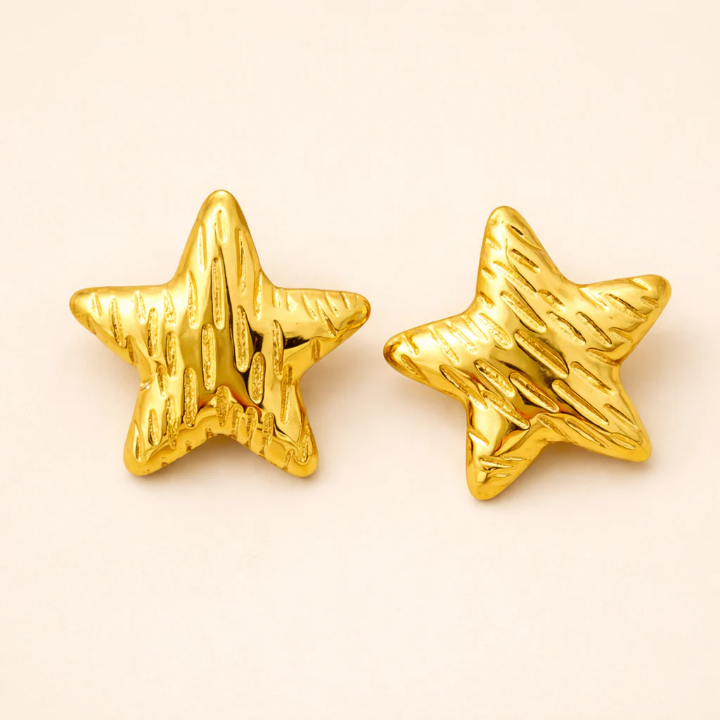 18K Gold Plated Golden Cosmic Star Earrings