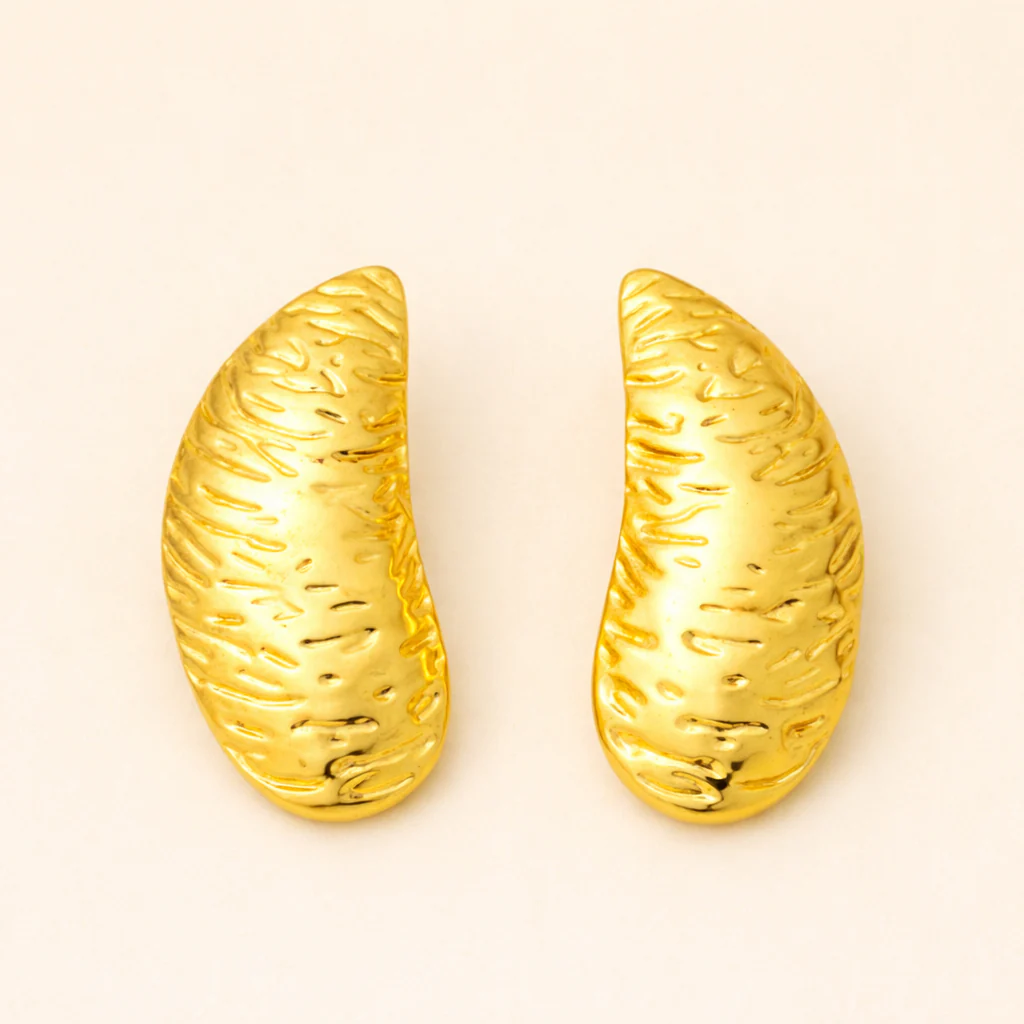 18K Gold Plated Golden Crescent Glow Earrings - Image 2