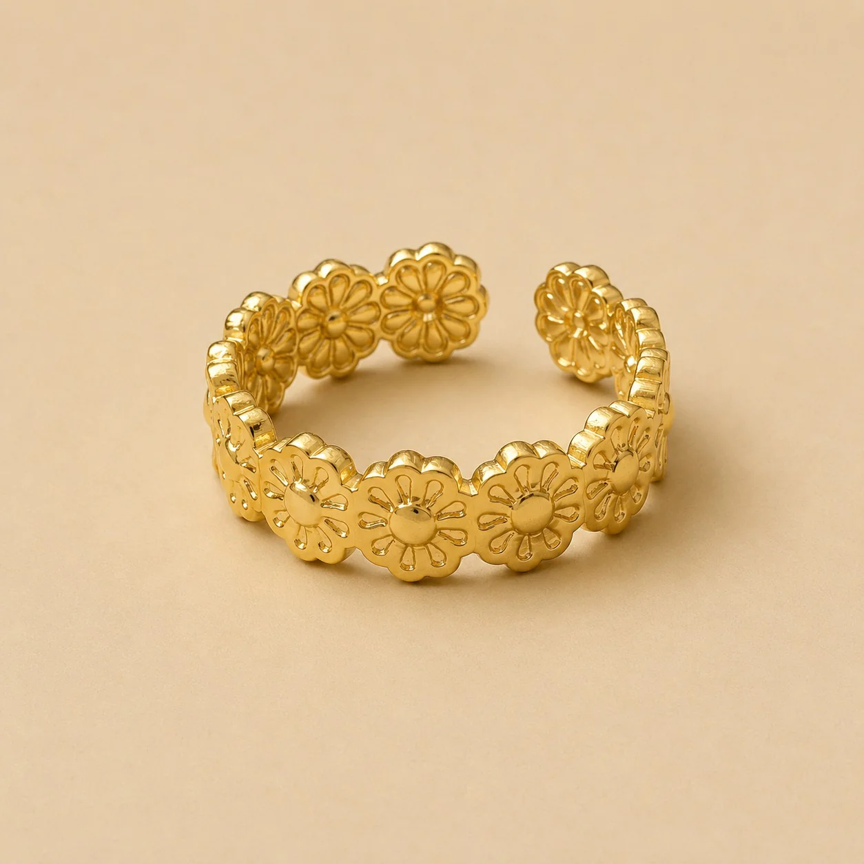 18K Gold Plated Golden Daisy Bloom Ring