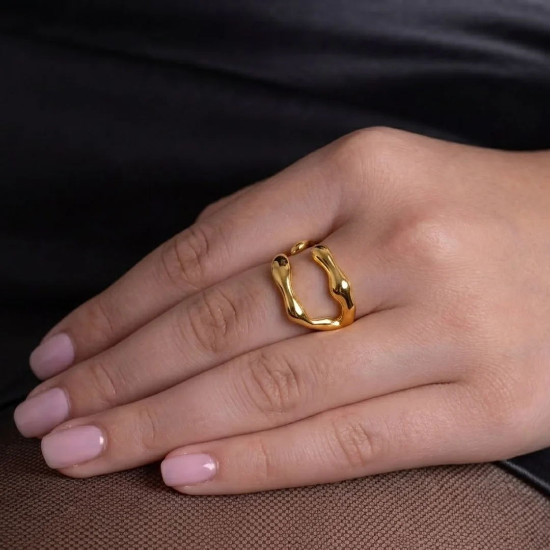 18K Gold Plated Golden Drift Open Ring - Image 2