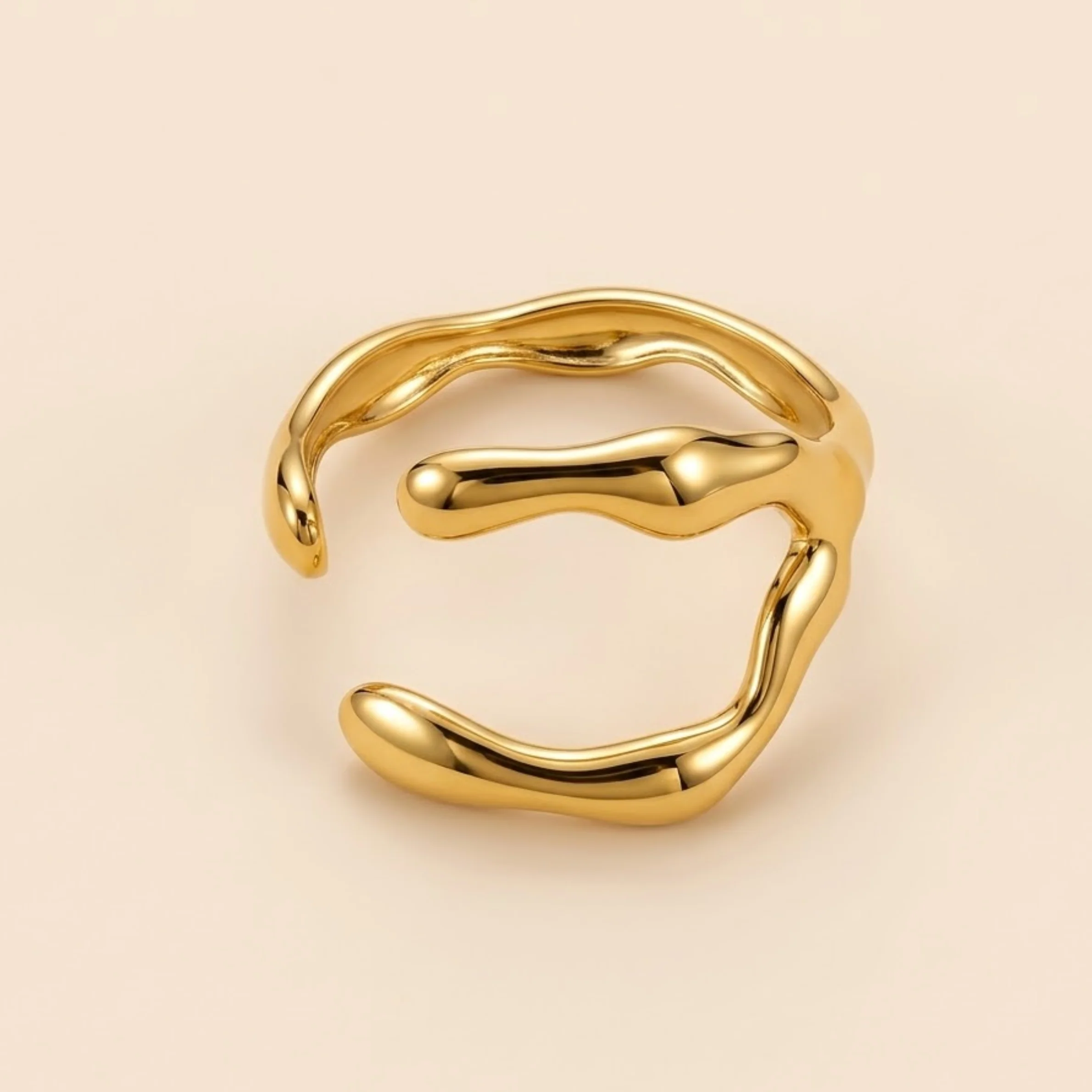 18K Gold Plated Golden Drift Open Ring - Image 3