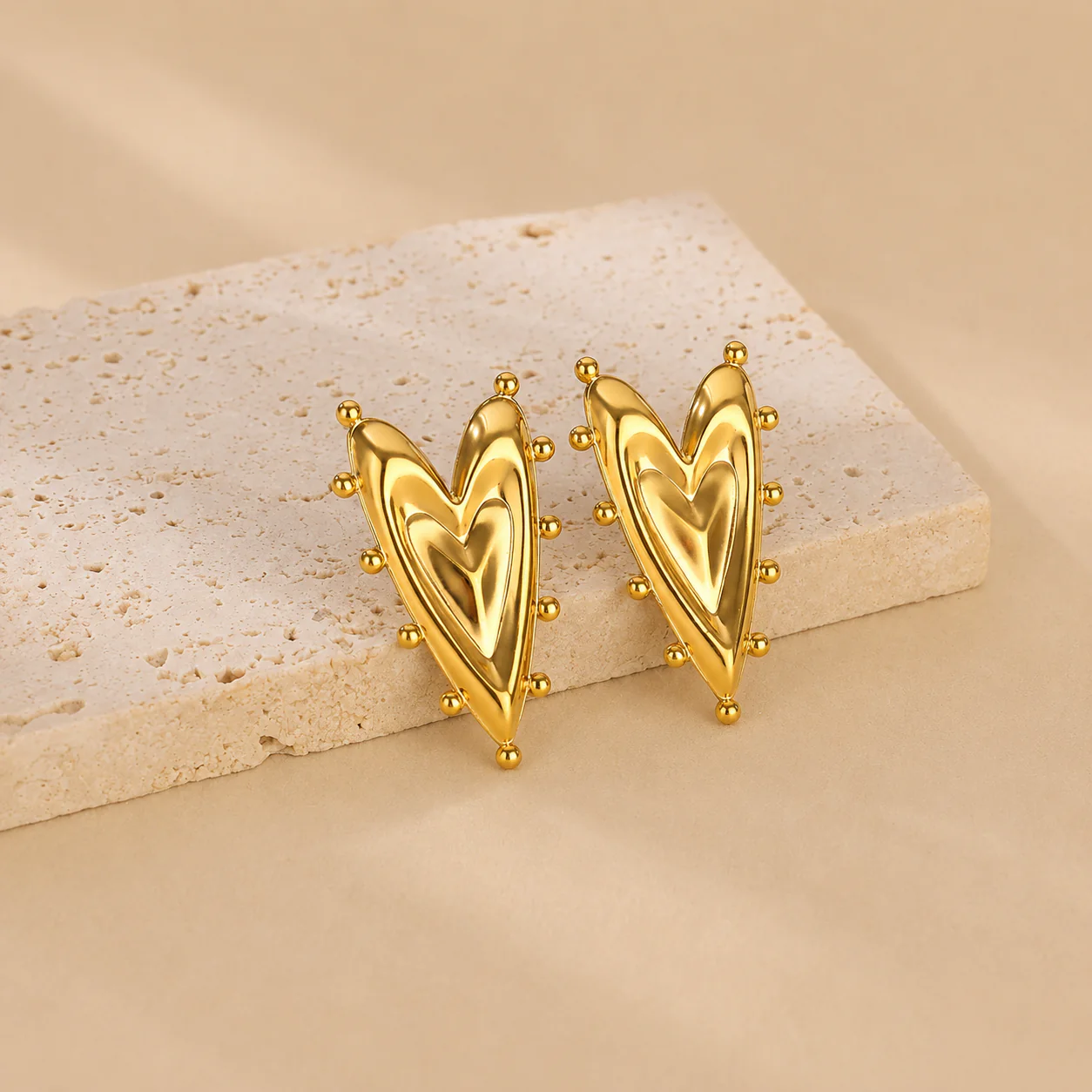 18K Gold Plated Golden Heart Glow Earrings