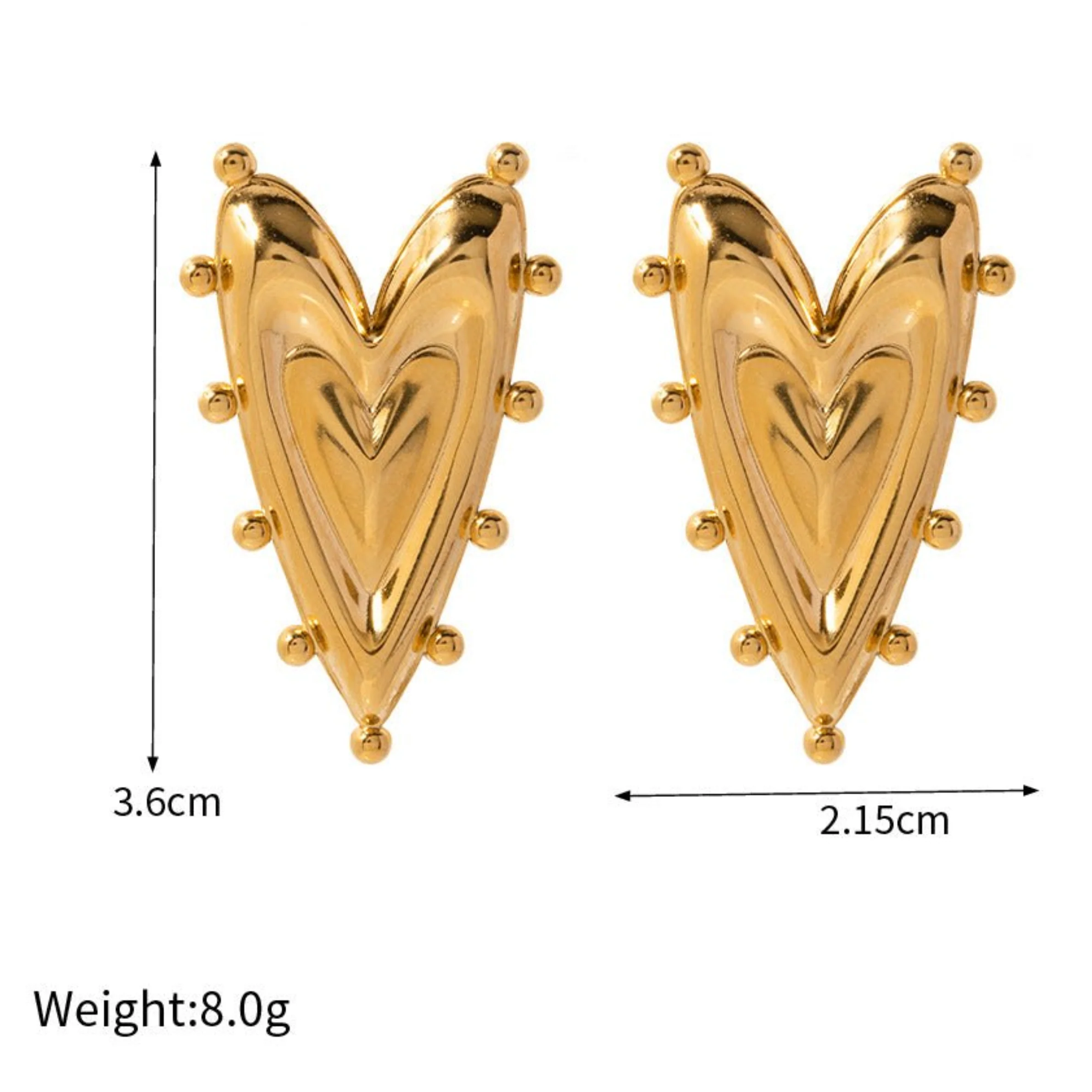 18K Gold Plated Golden Heart Glow Earrings - Image 4