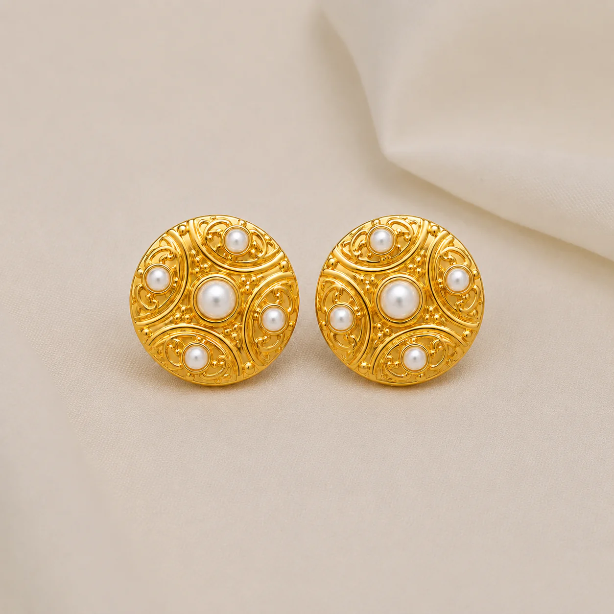 18K Gold Plated Golden Heritage Waterproof Pearl Earrings