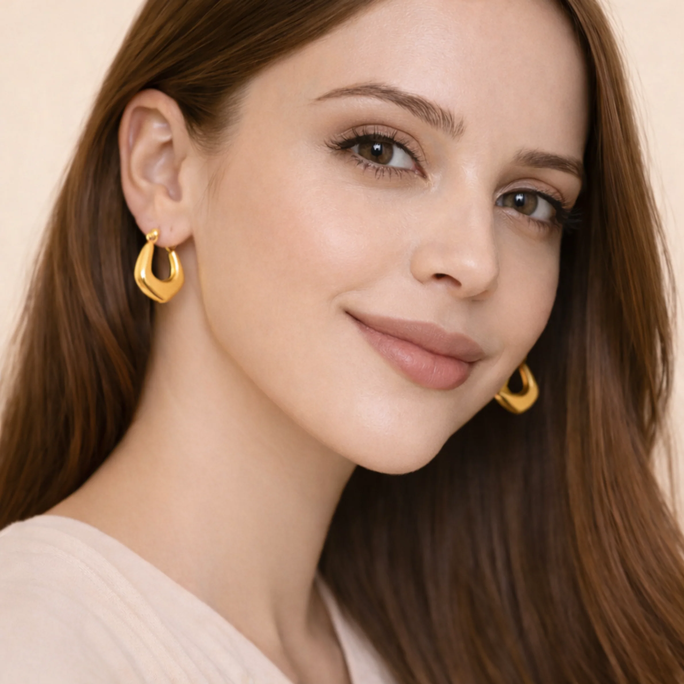 18K Gold Plated Hoops Anti Tarnish Earring - Image 2