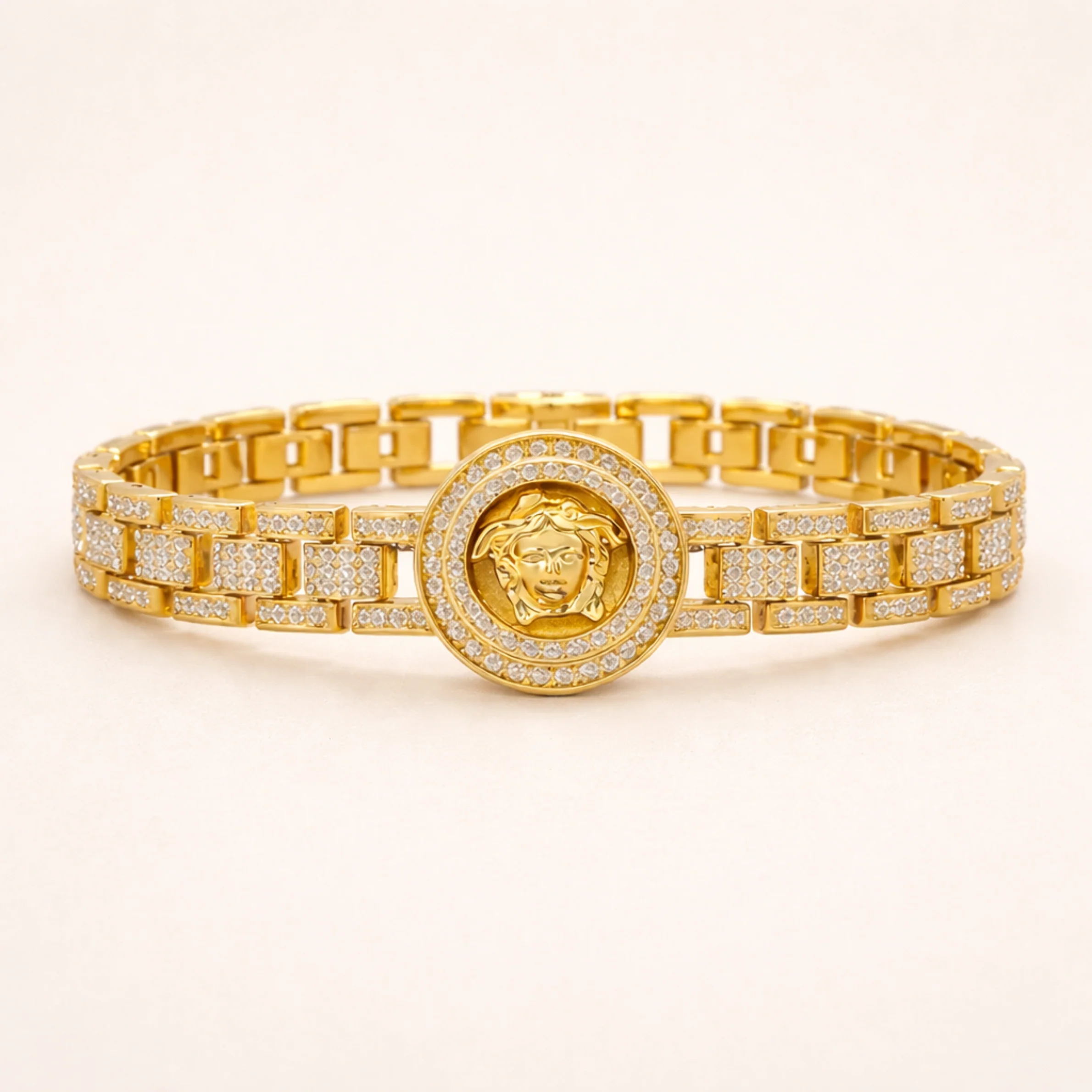 Men - 18K Gold Plated Golden Medusa Icon Bracelet