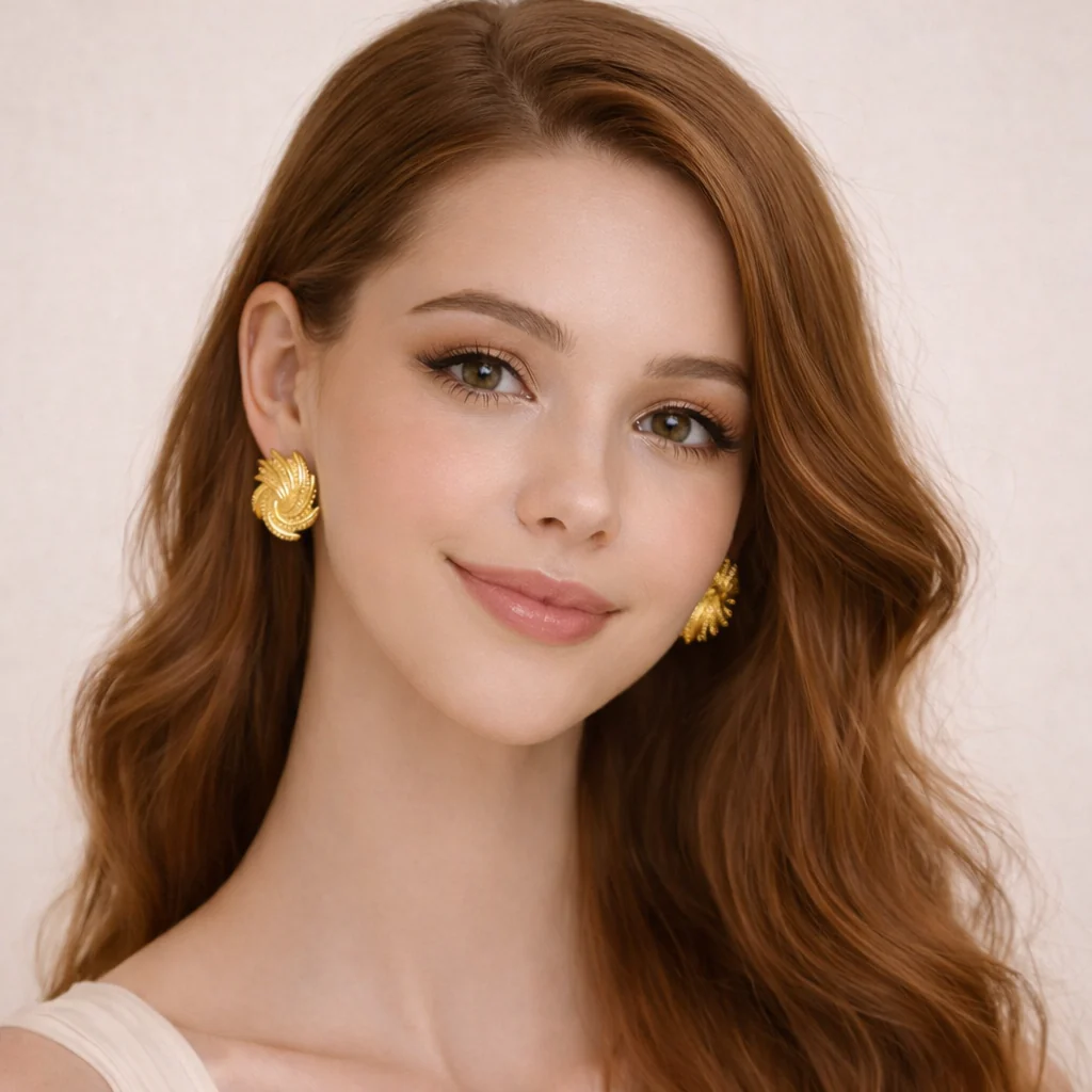 18K Gold Plated Golden Quill Earrings - Image 2