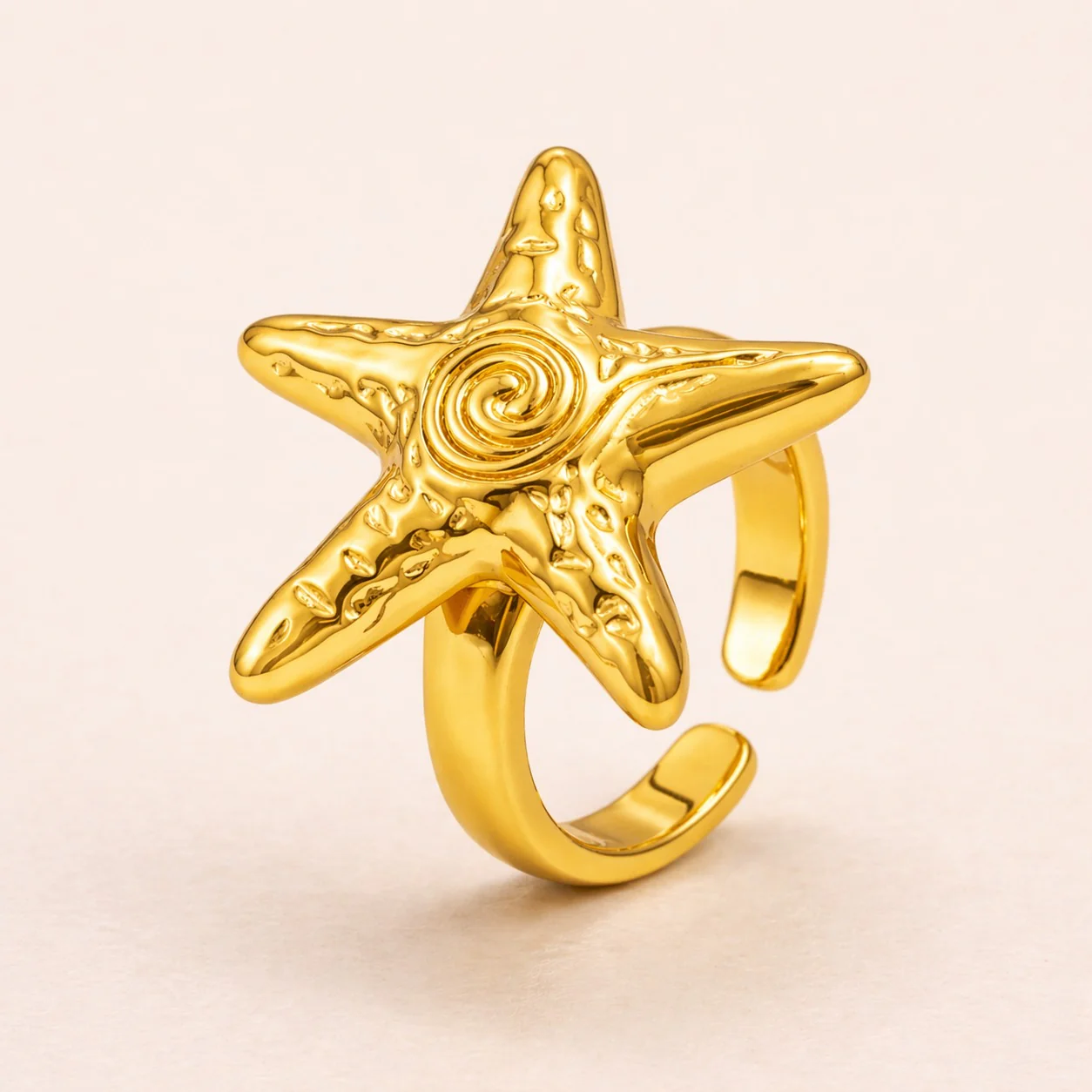 18K Gold Plated Golden Starfish Ring