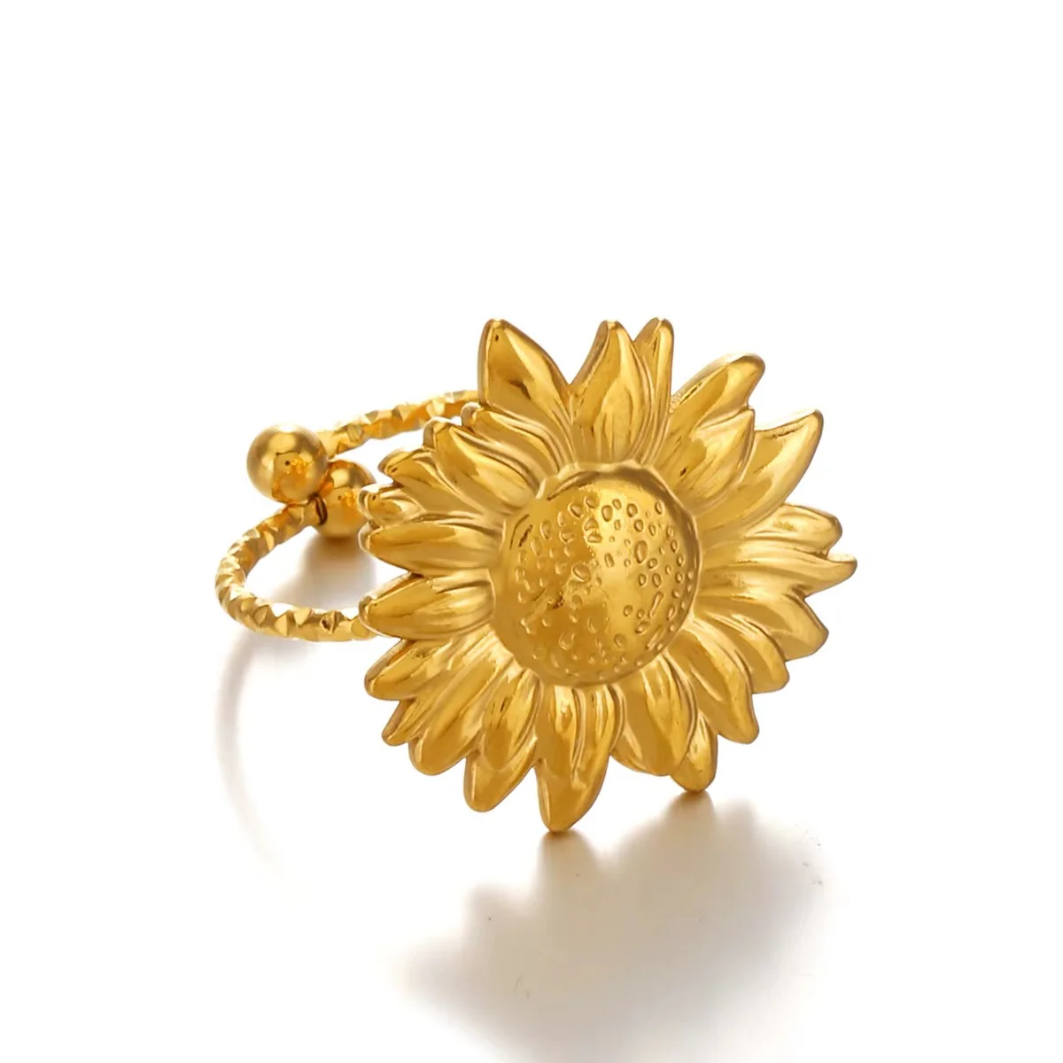 18K Gold Plated Golden Sunflower Ring - Image 5