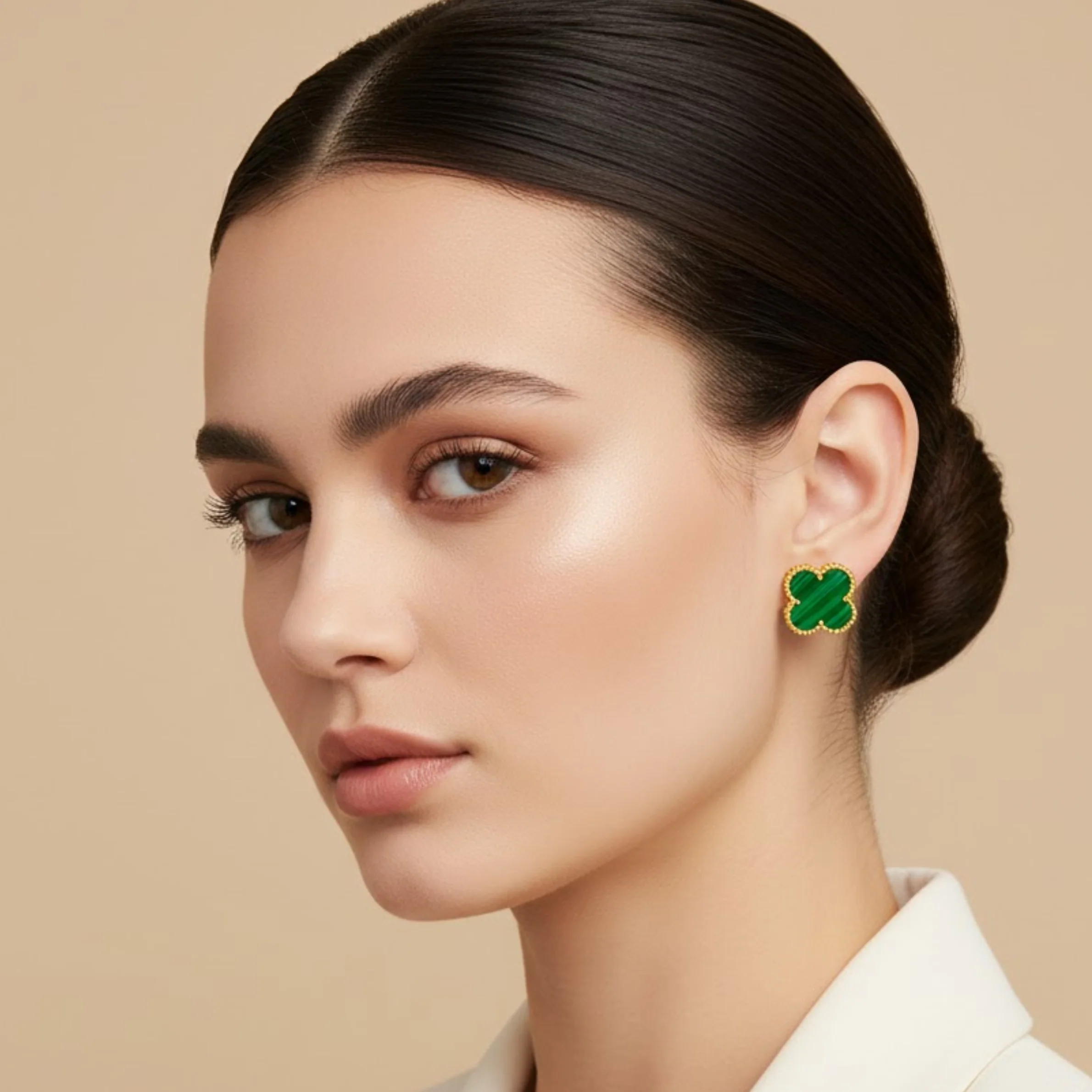 Green Clover Anti Tarnish Stud Earring - Image 3