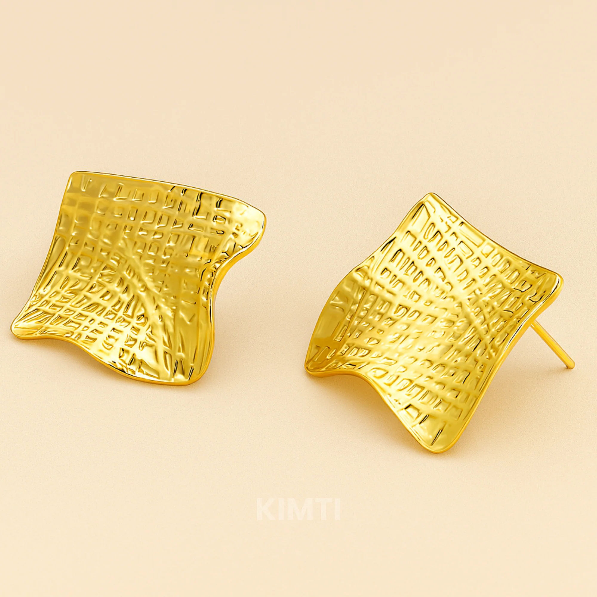 18K Gold Plated Square Studs Earrings