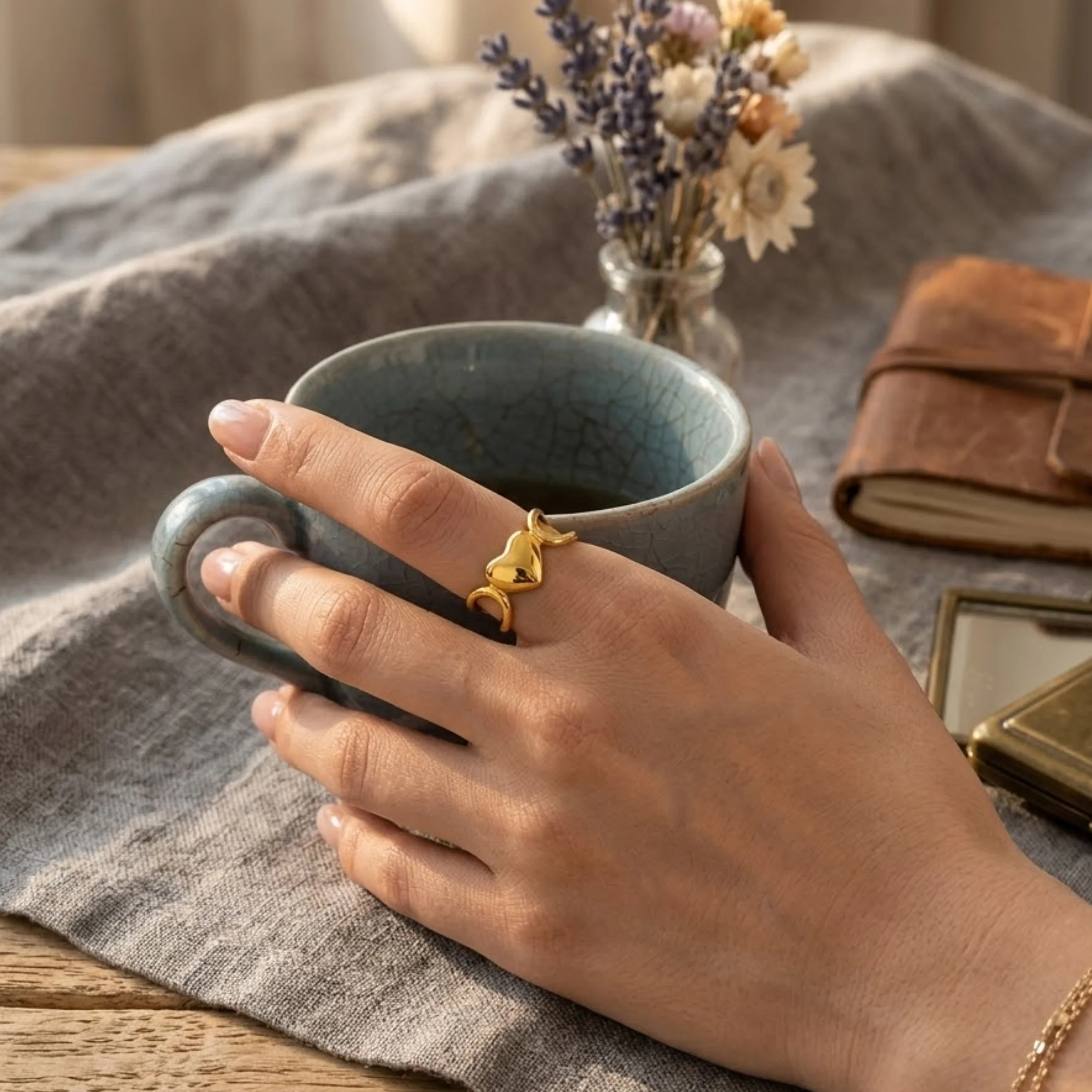 18k Gold Plated Sarang Heart Ring - Image 2