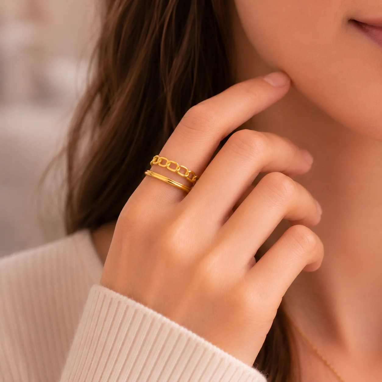 18k Gold Plated Amira Anti Tarnish Ring - Image 2