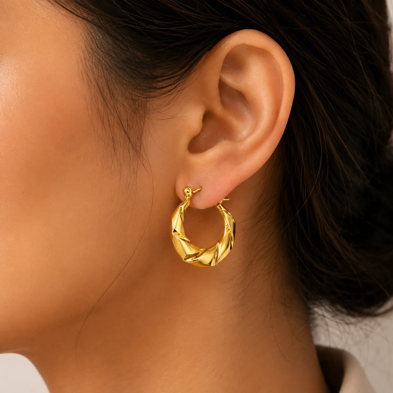 18K Gold Plated Hoops Earrings - Image 3