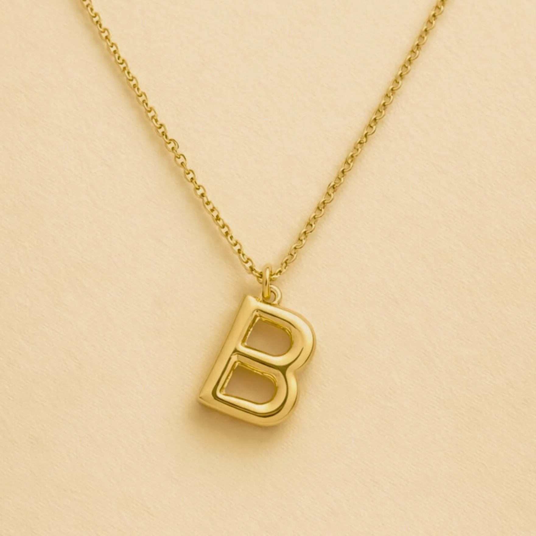 18k Gold Plated Initial Bold Alphabet B Necklace