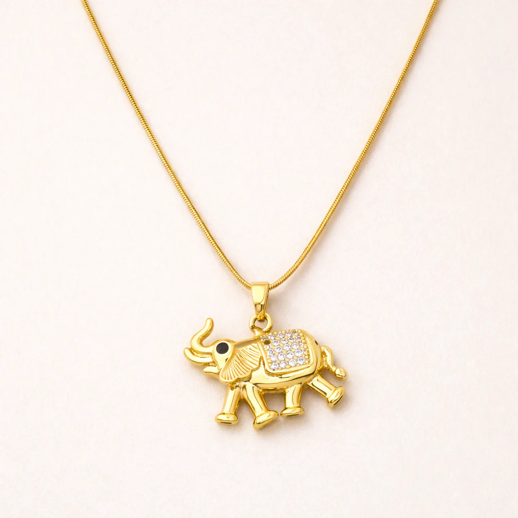 18k Gold Plated Jaipur Gold Elephant Necklace