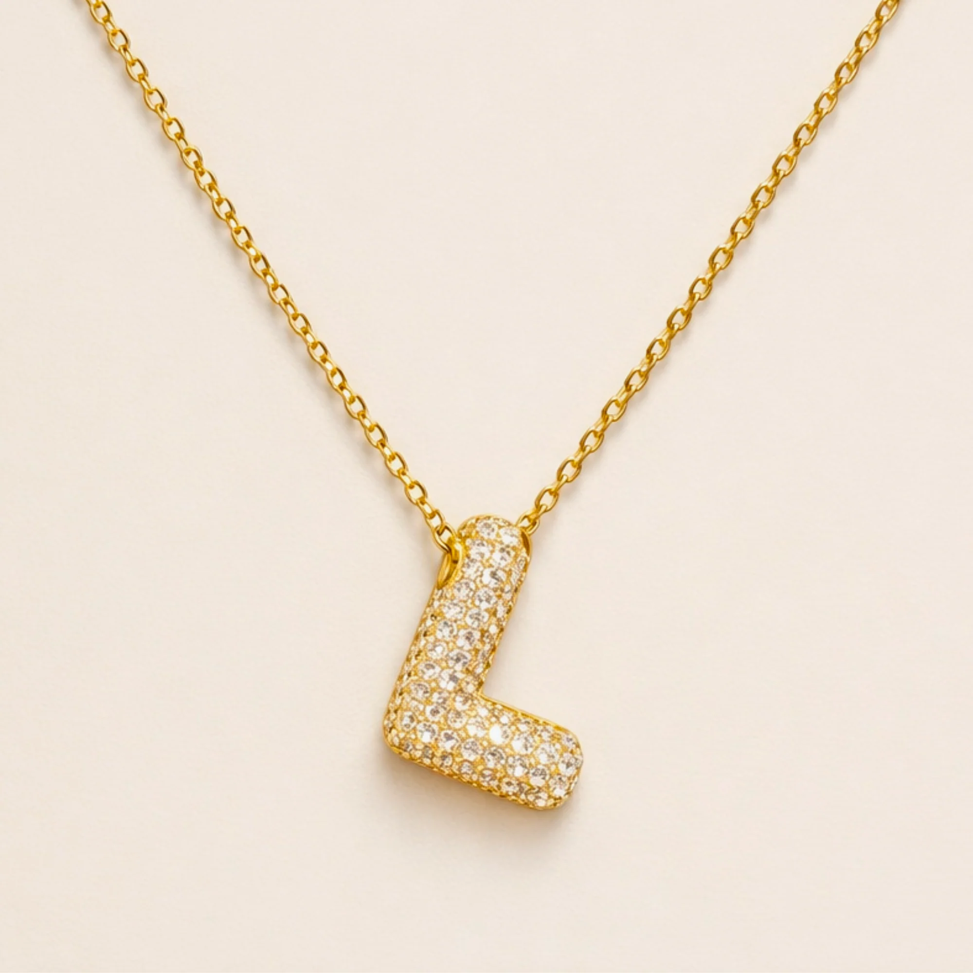 18k Gold Plated L Bubble Letter Necklace - Image 2