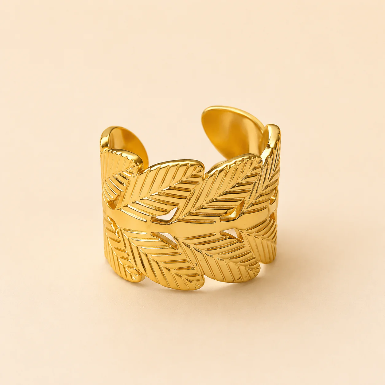 18K Gold Plated Laurel Leaf Ring