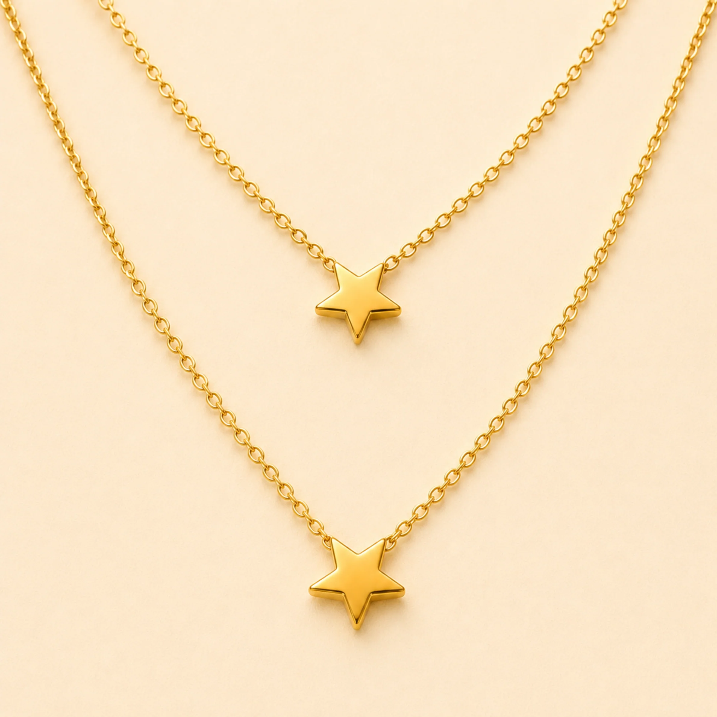 18K Gold Plated Layered Star Gold Necklace