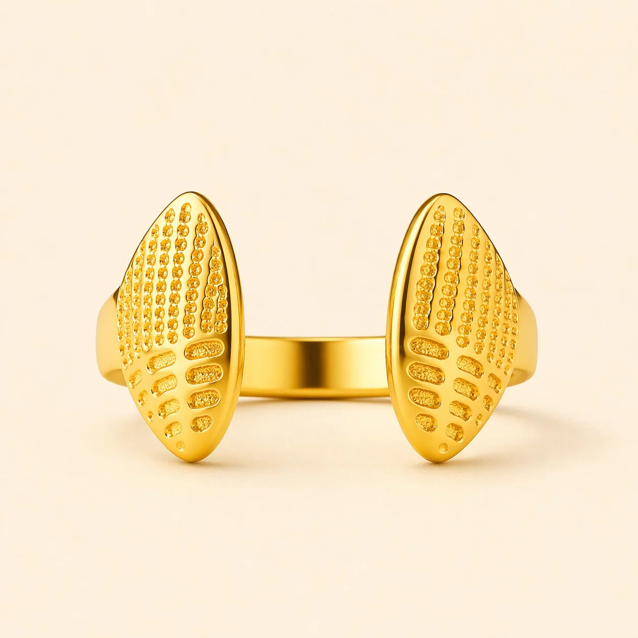 18k Gold Plated Leaf of Light Ring