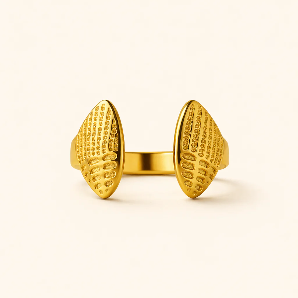 18k Gold Plated Leaf of Light Ring - Image 3