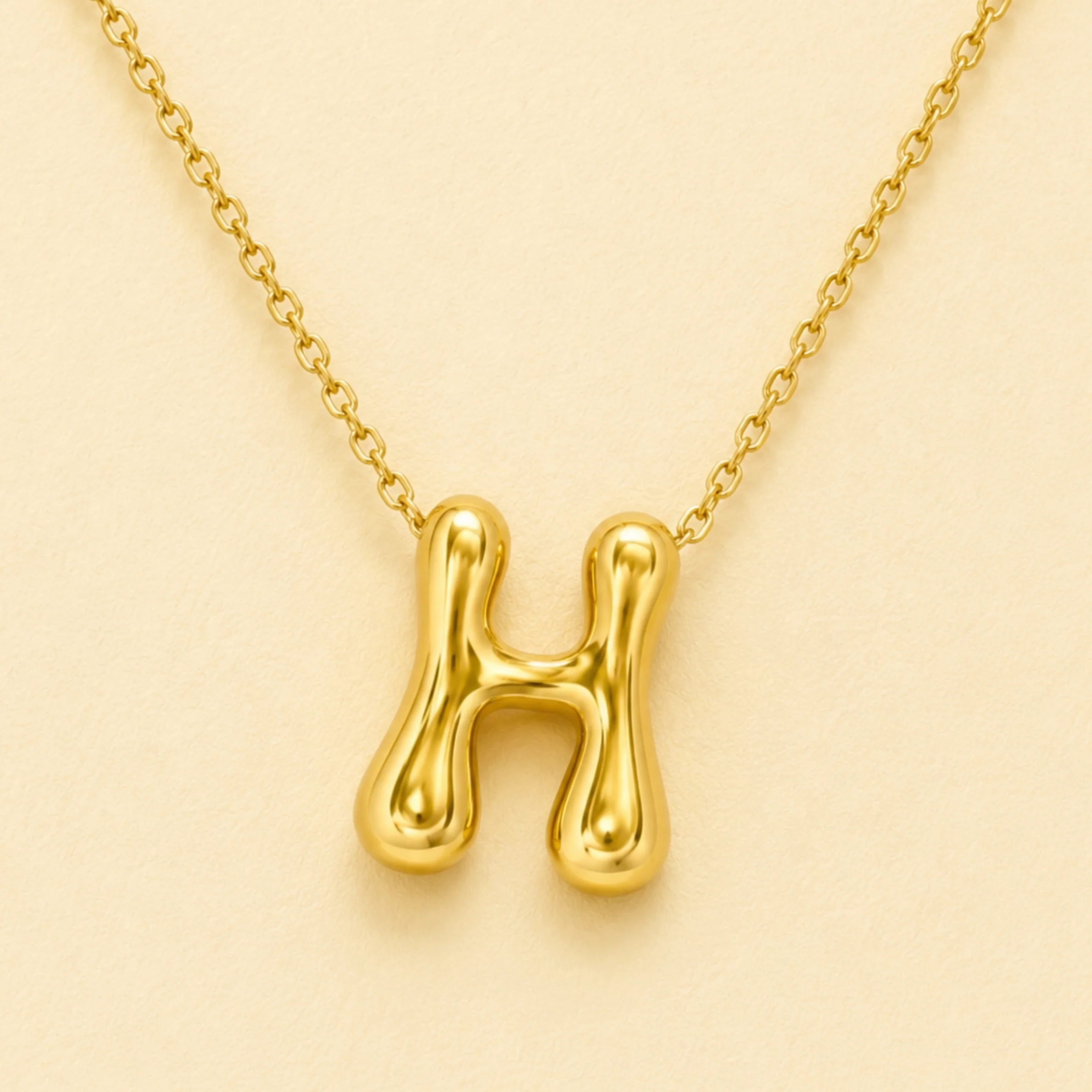 18k Gold Plated letter H gold pendant necklace - Image 4