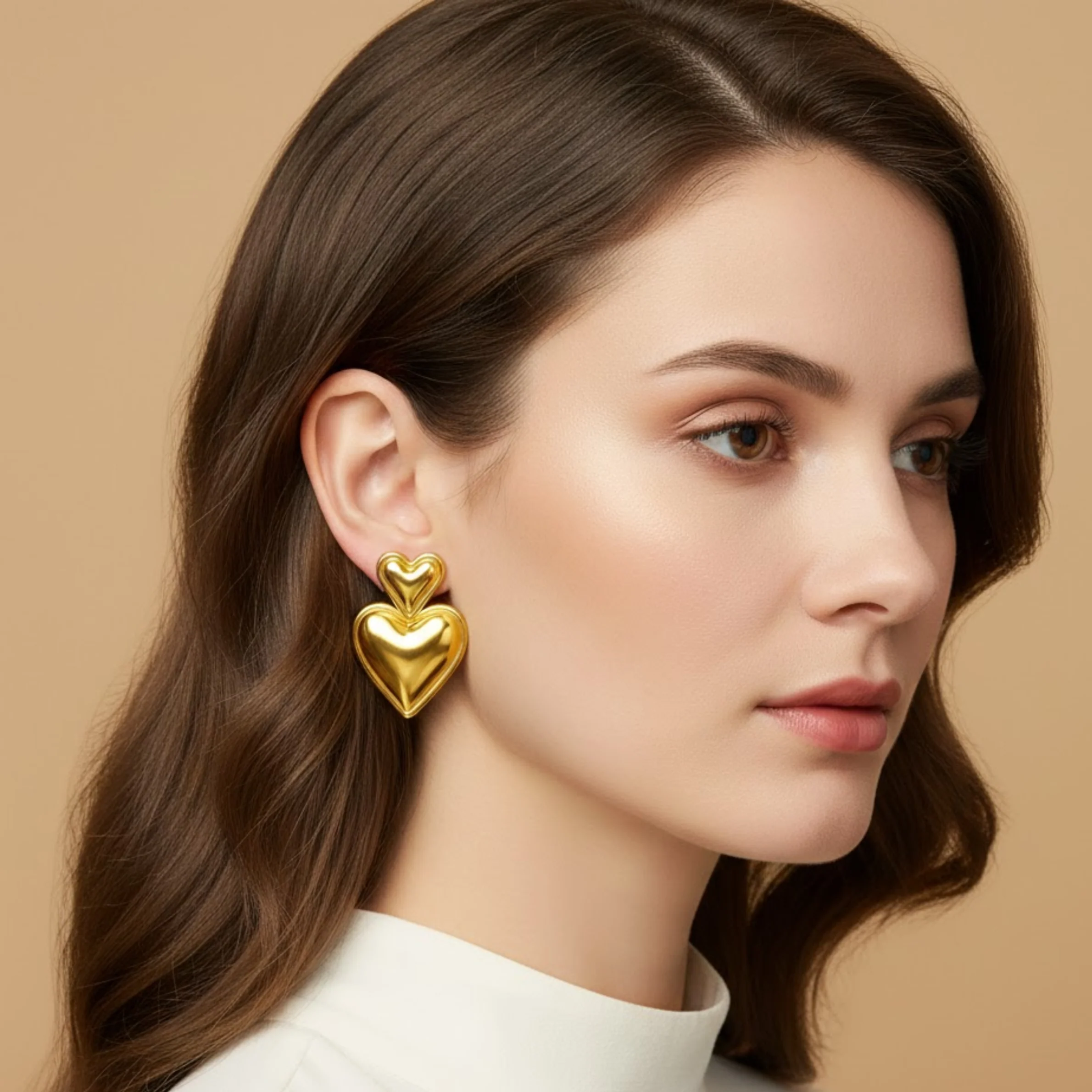18k Gold Plated Love Drop Stud Anti Tarnish Earring - Image 2