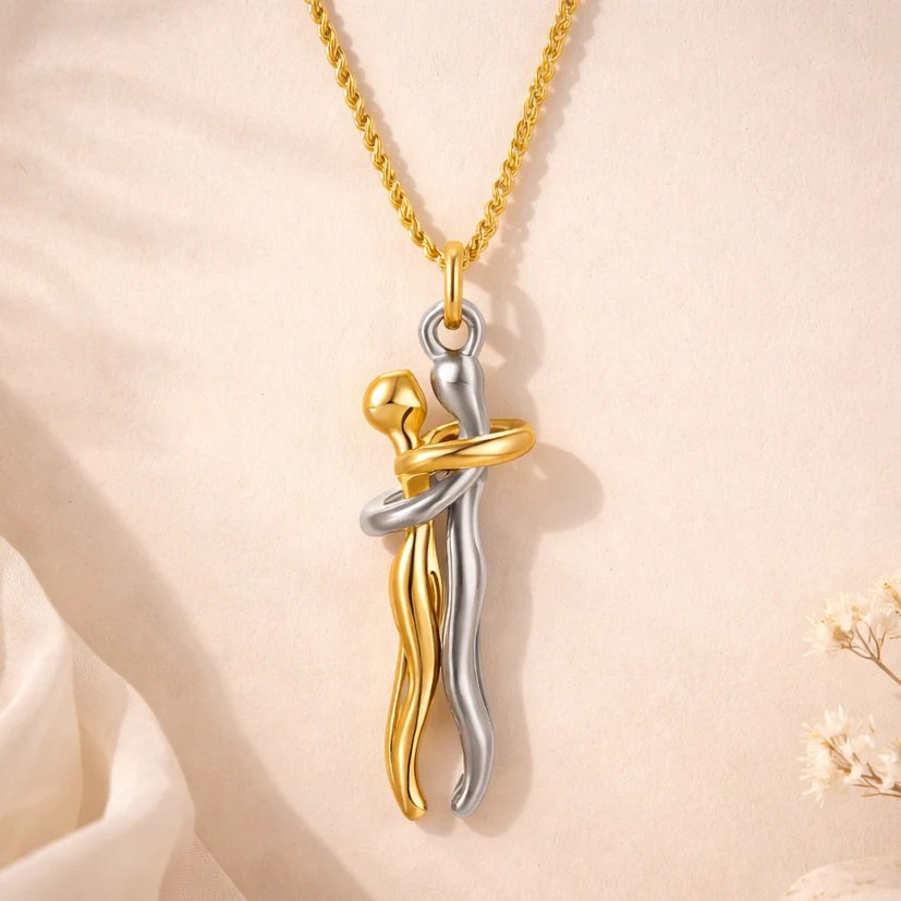 18k Gold Plated Lover Paired Pendant Chain Necklace