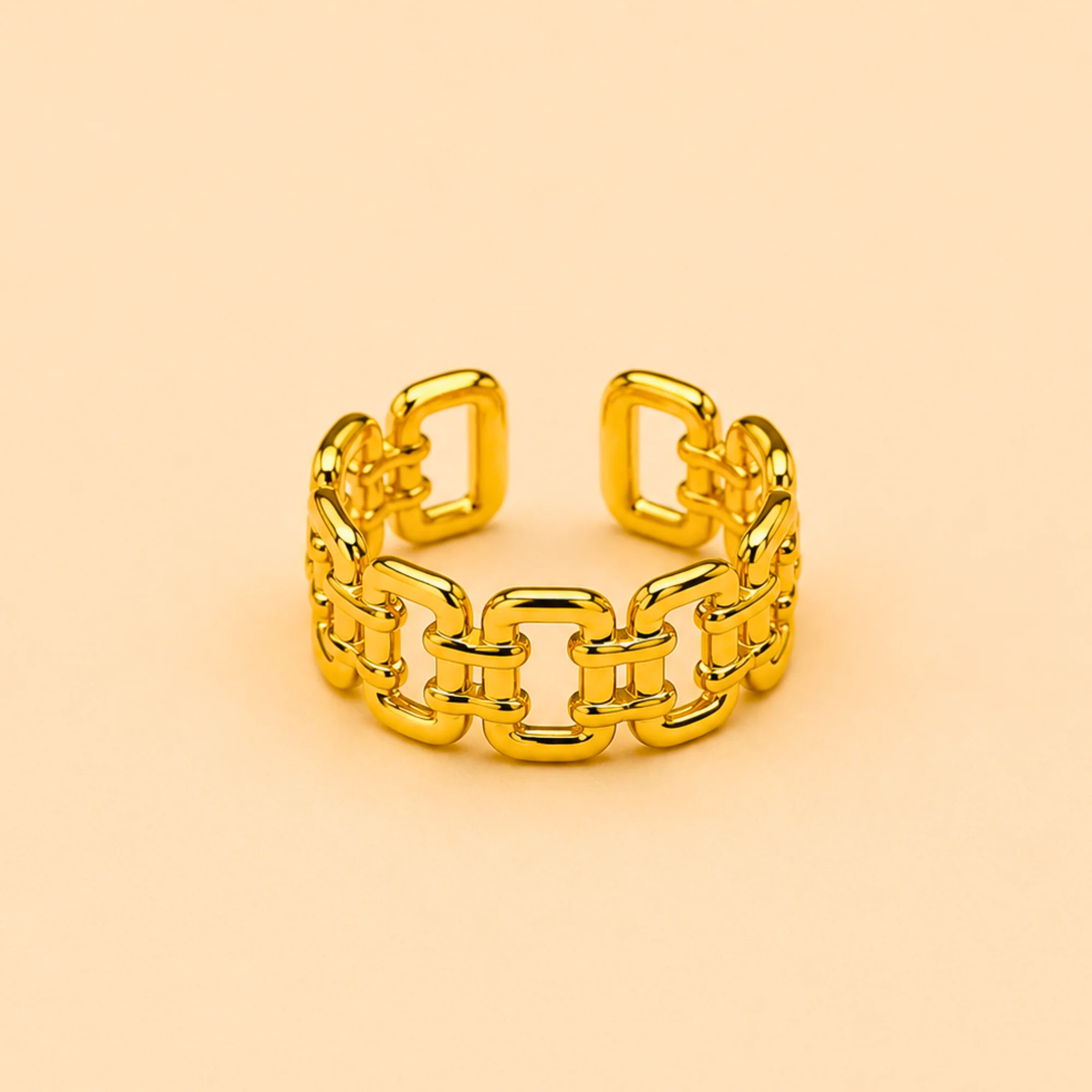 18K Gold Plated Luxe Chain Link Open Ring