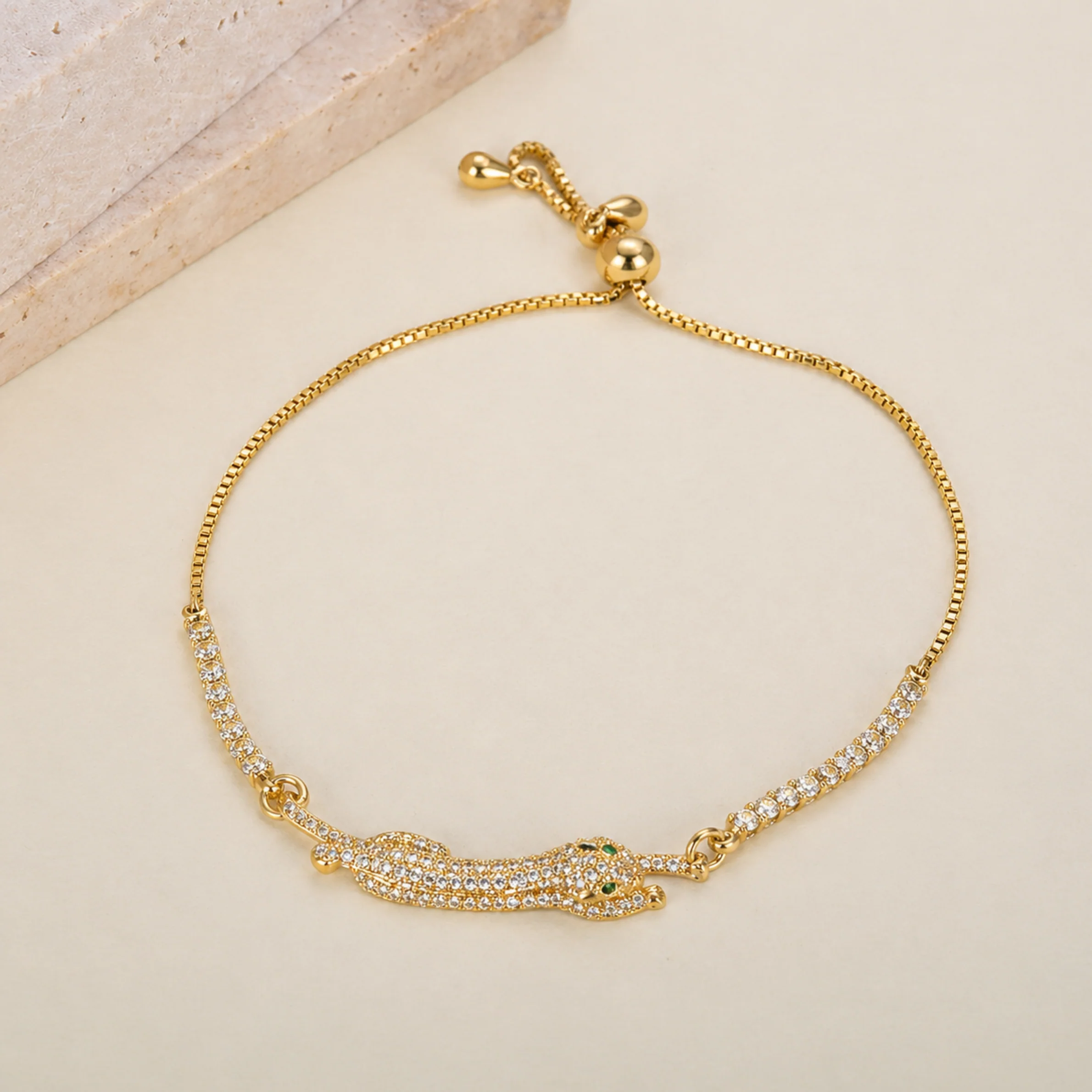 18K Gold Plated Luxe Snake Crystal Bracelet