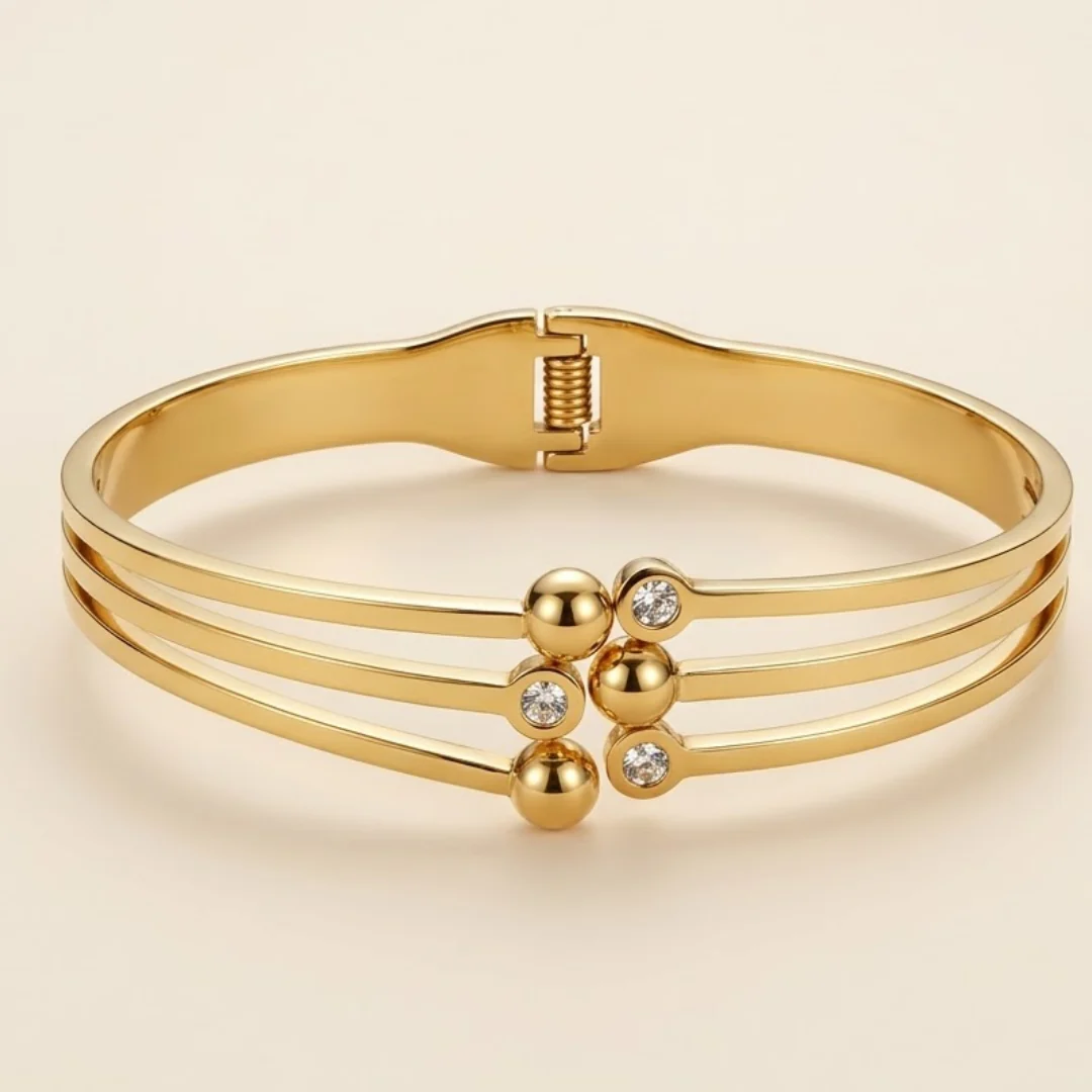 18K Gold Plated Luxe Sphere Diamond Bracelet
