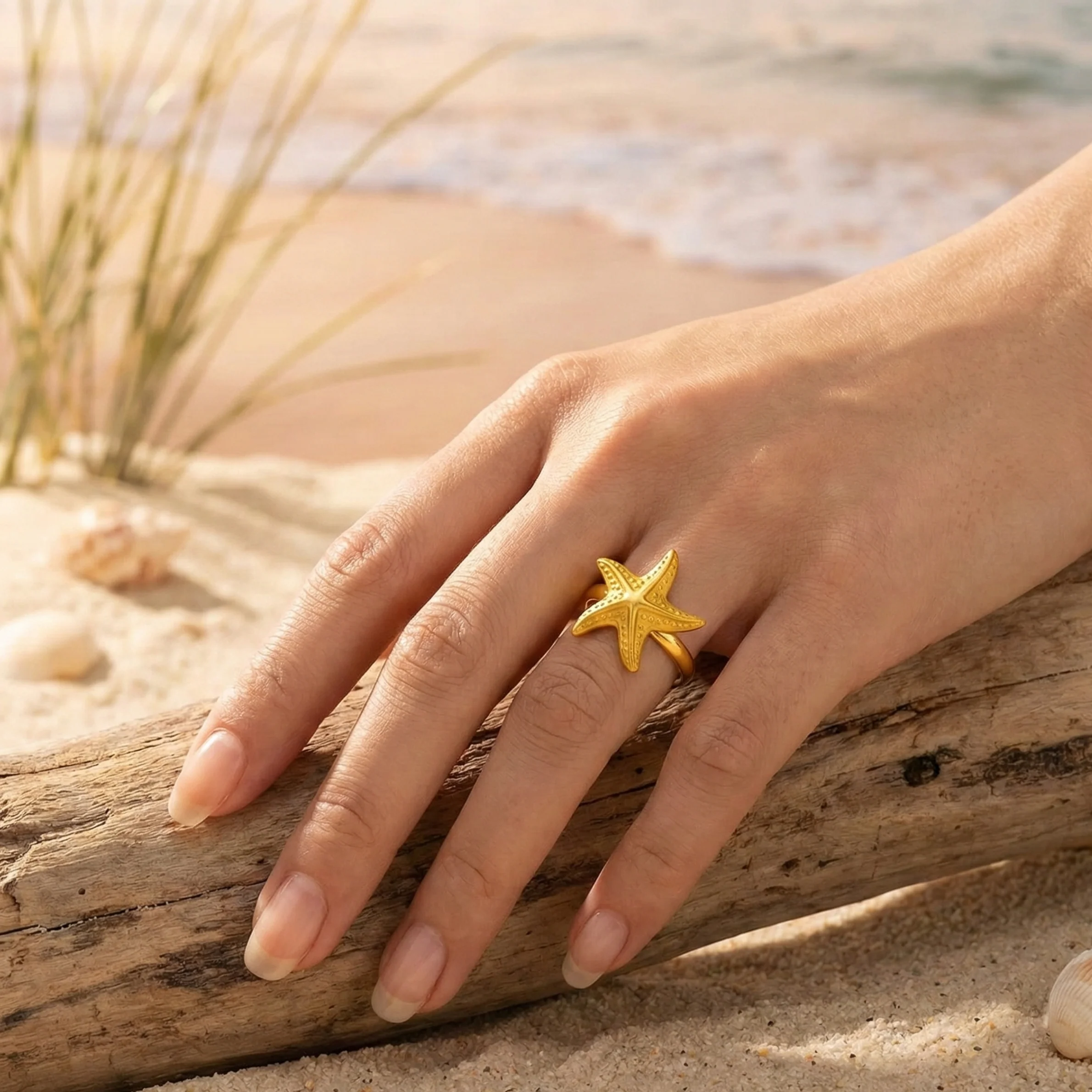 18k Gold Plated Mermaid’s Star Ring - Image 2