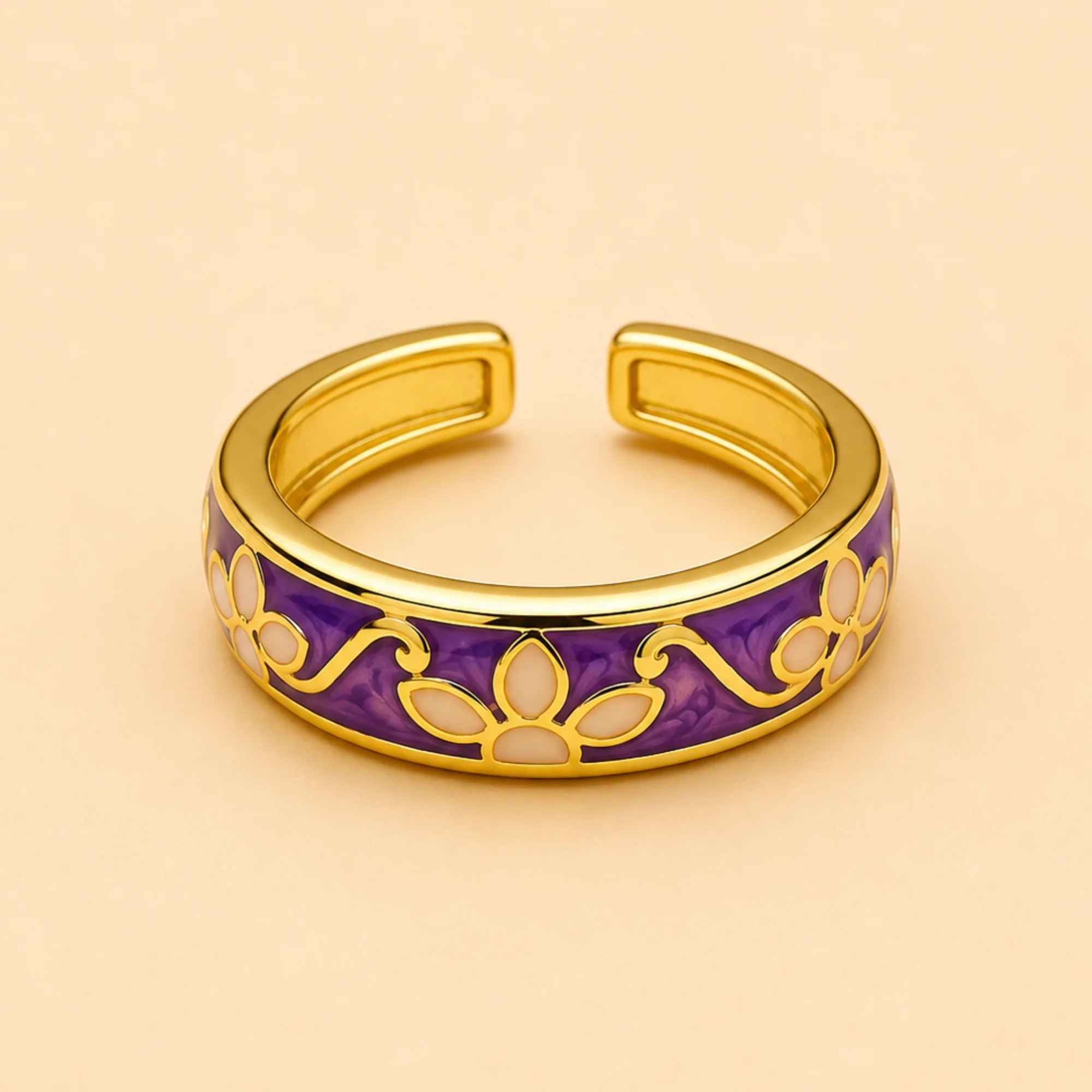 18K Gold Plated Minimal Flower Aura Ring - Image 12