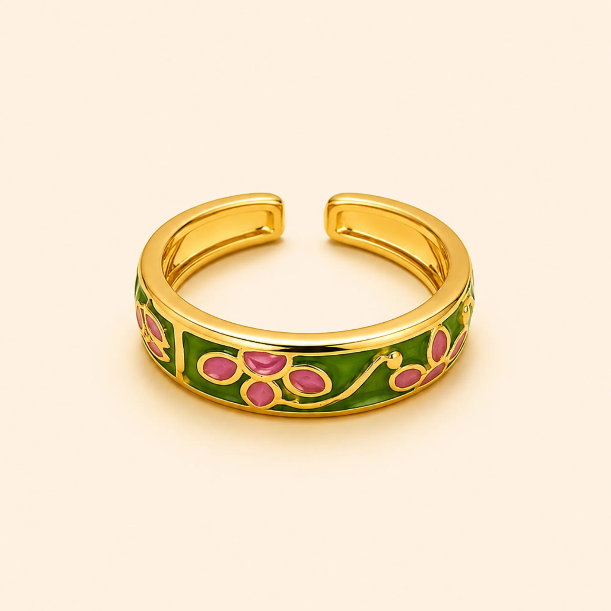 18K Gold Plated Minimal Flower Aura Ring - Image 2