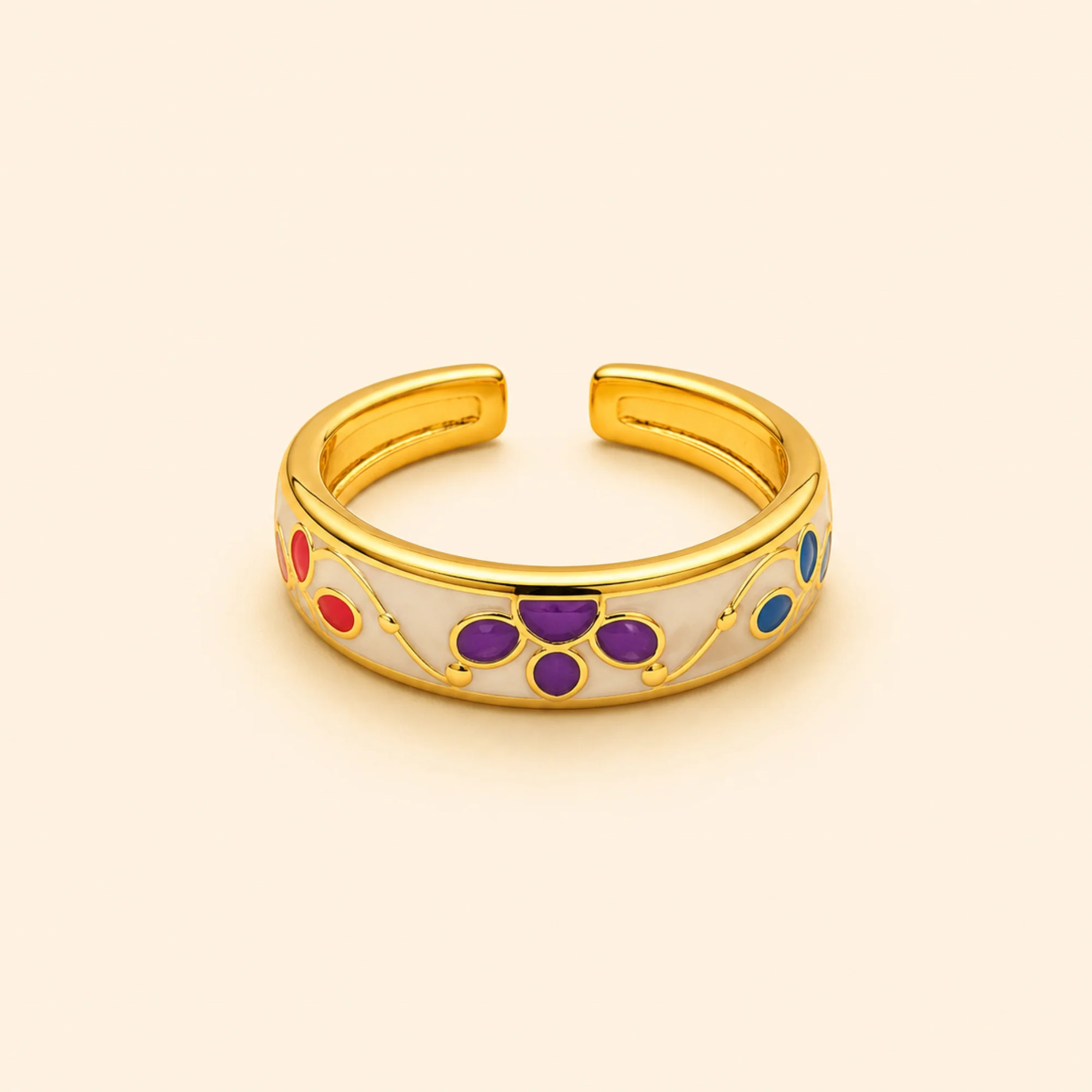 18K Gold Plated Minimal Flower Aura Ring - Image 3