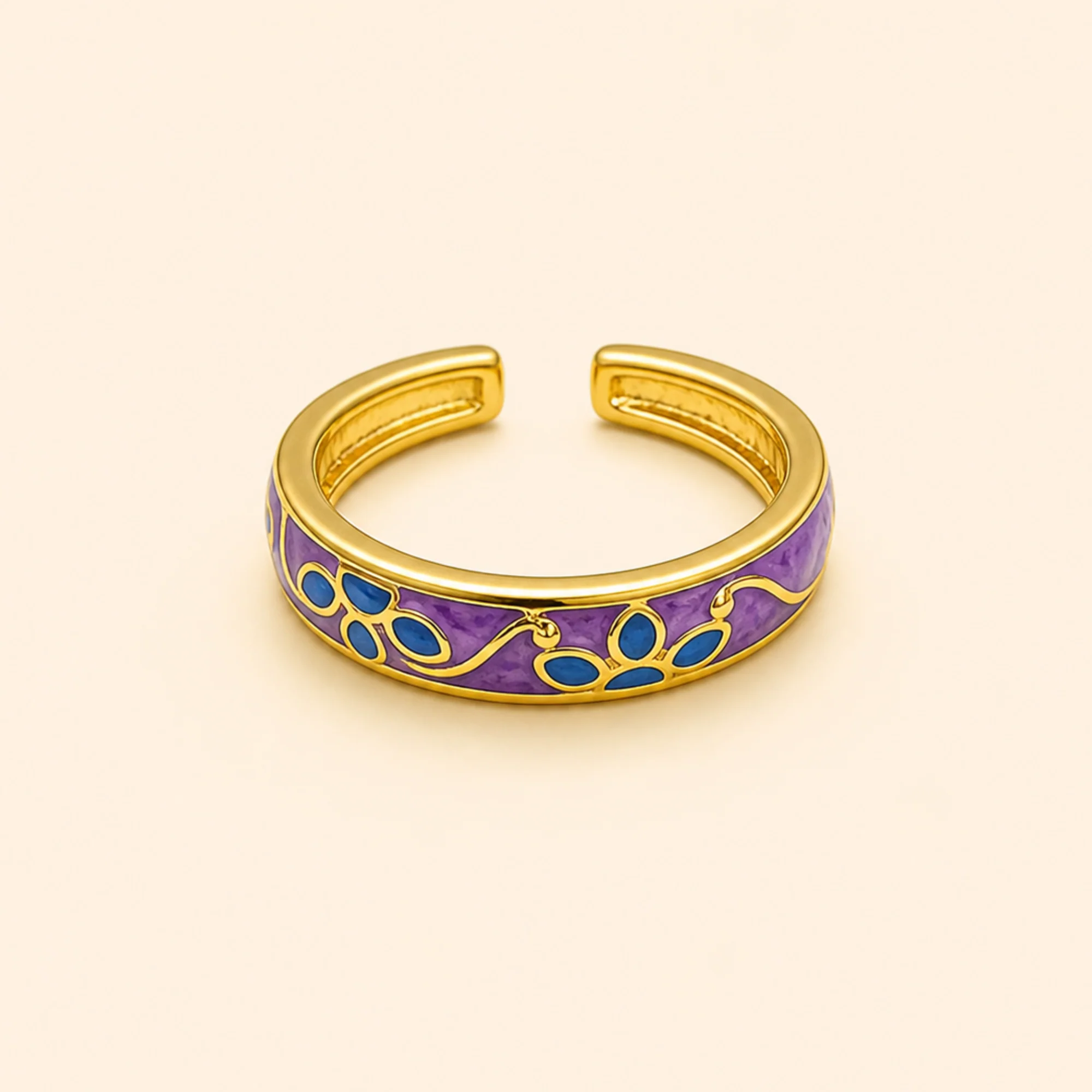 18K Gold Plated Minimal Flower Aura Ring - Image 4