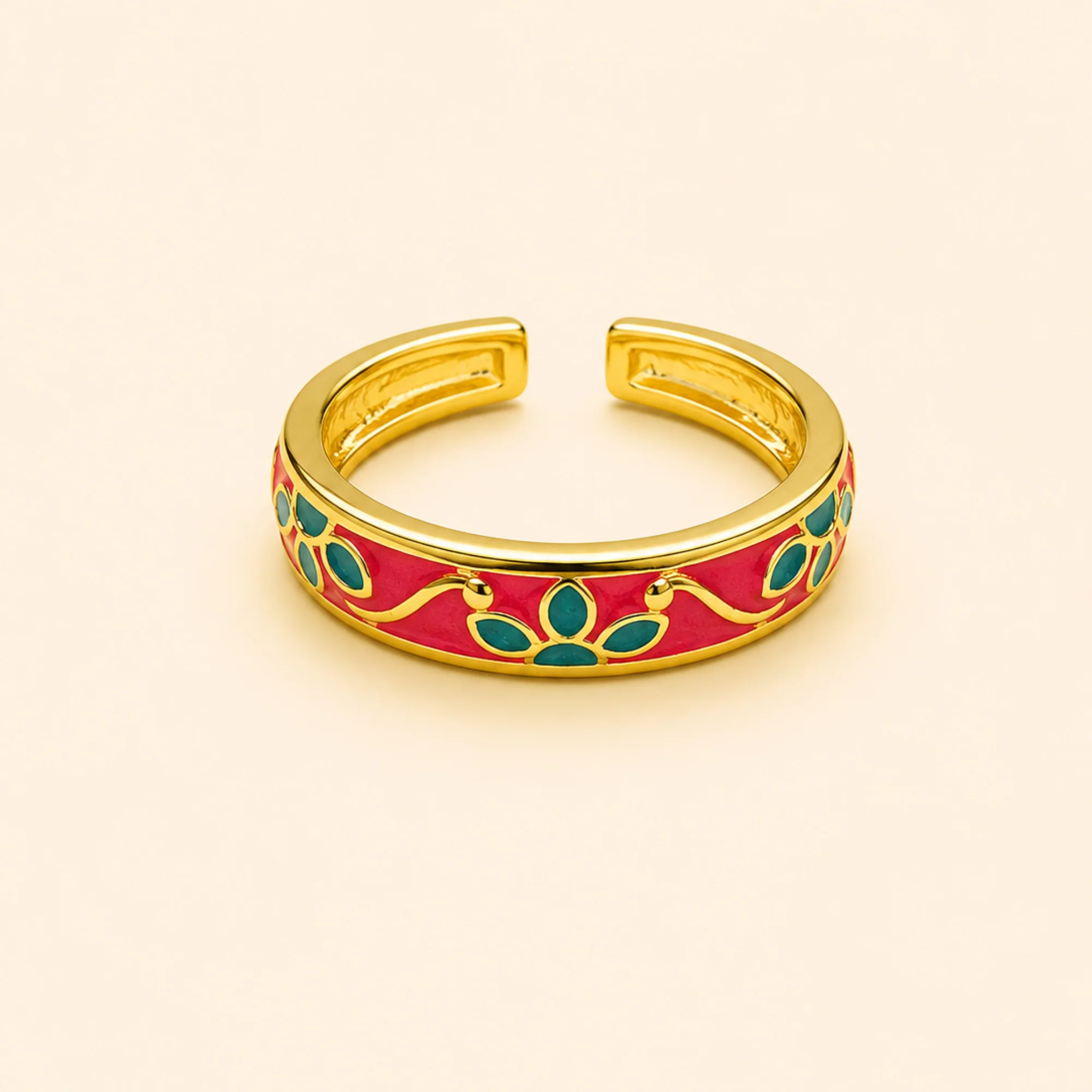 18K Gold Plated Minimal Flower Aura Ring - Image 5