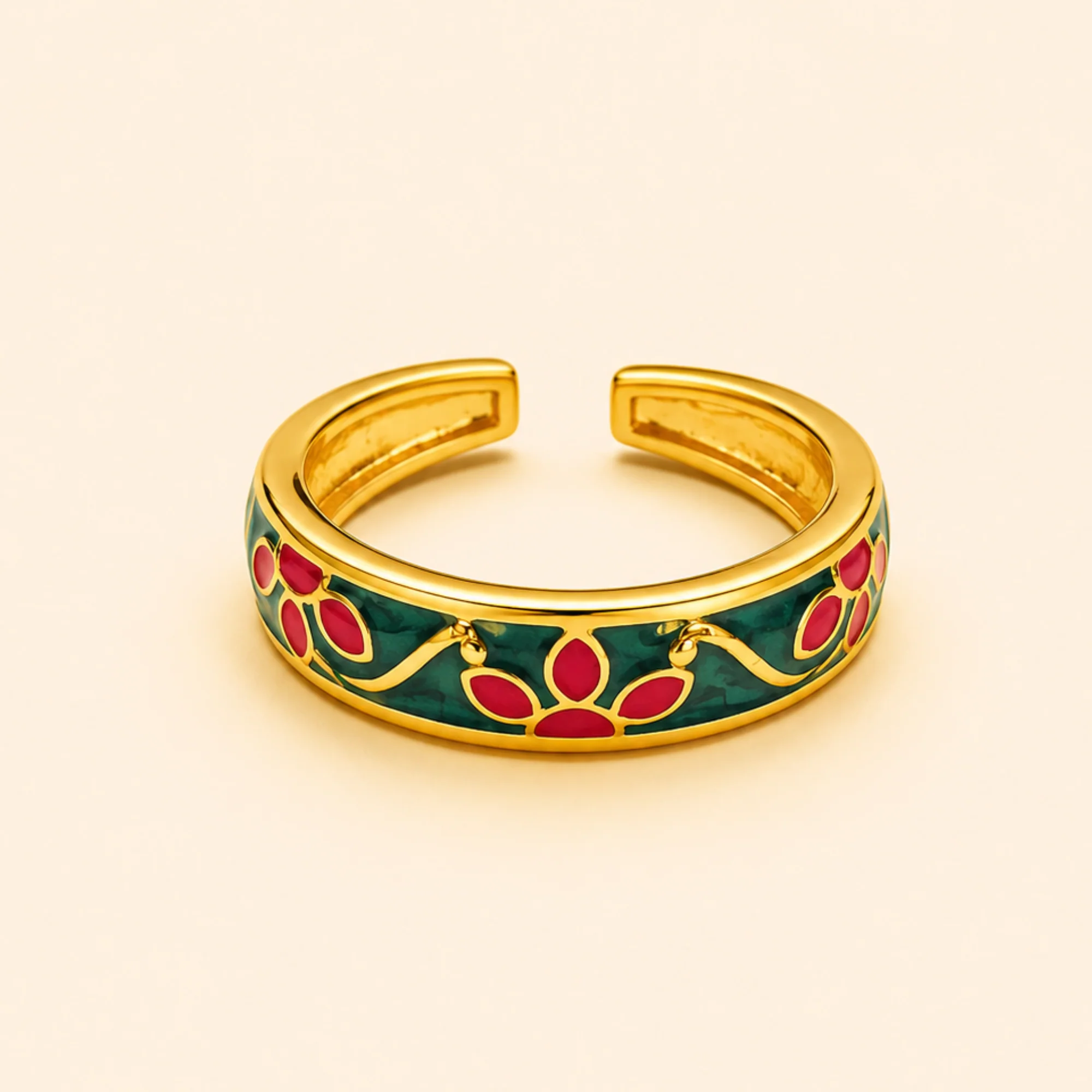 18K Gold Plated Minimal Flower Aura Ring - Image 6