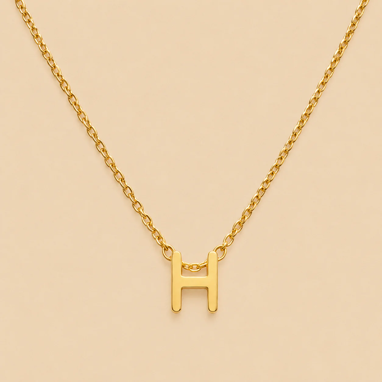 18k Gold Plated Minimal H Necklace