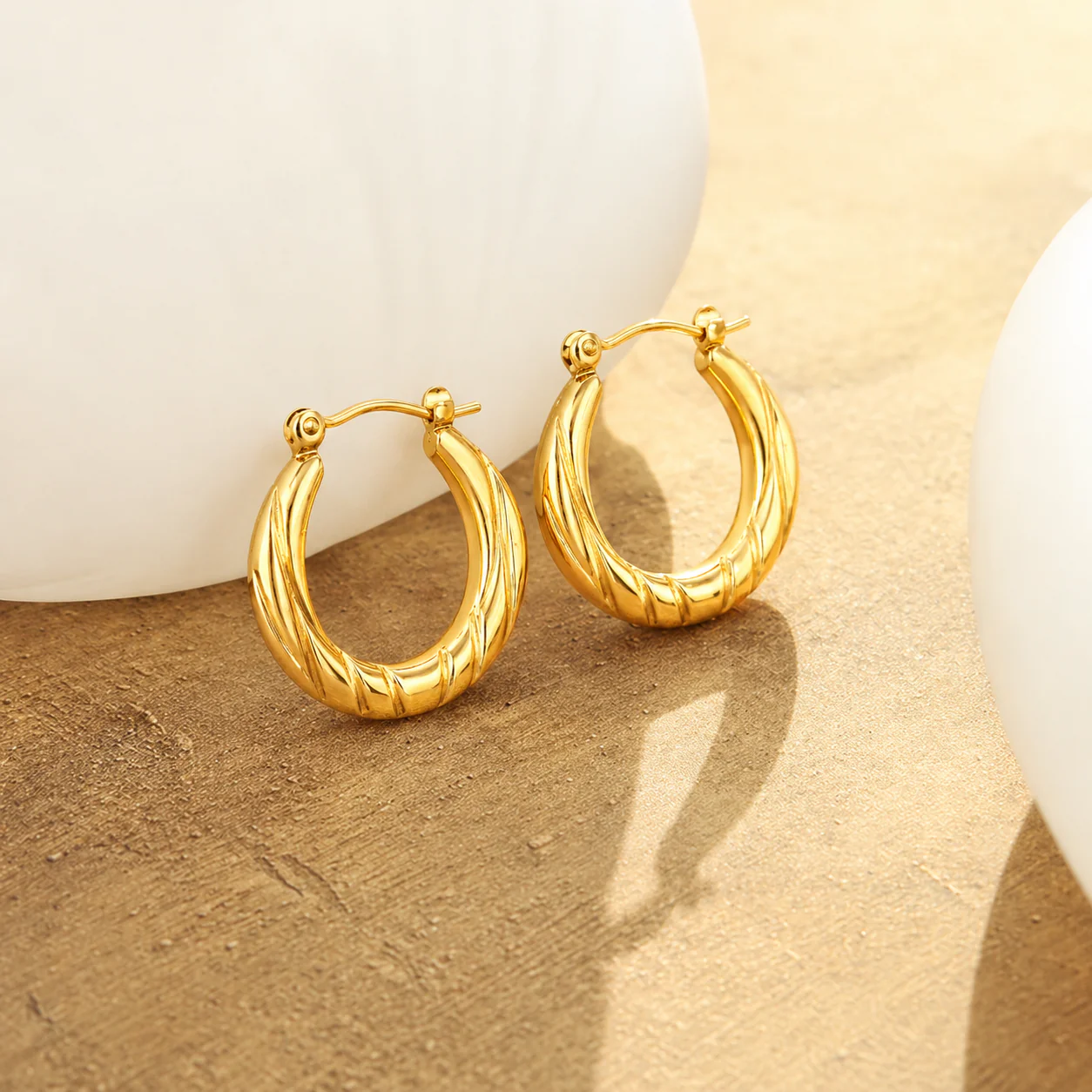 18K Gold Plated Modern Luxe Gold Hoop Earrings