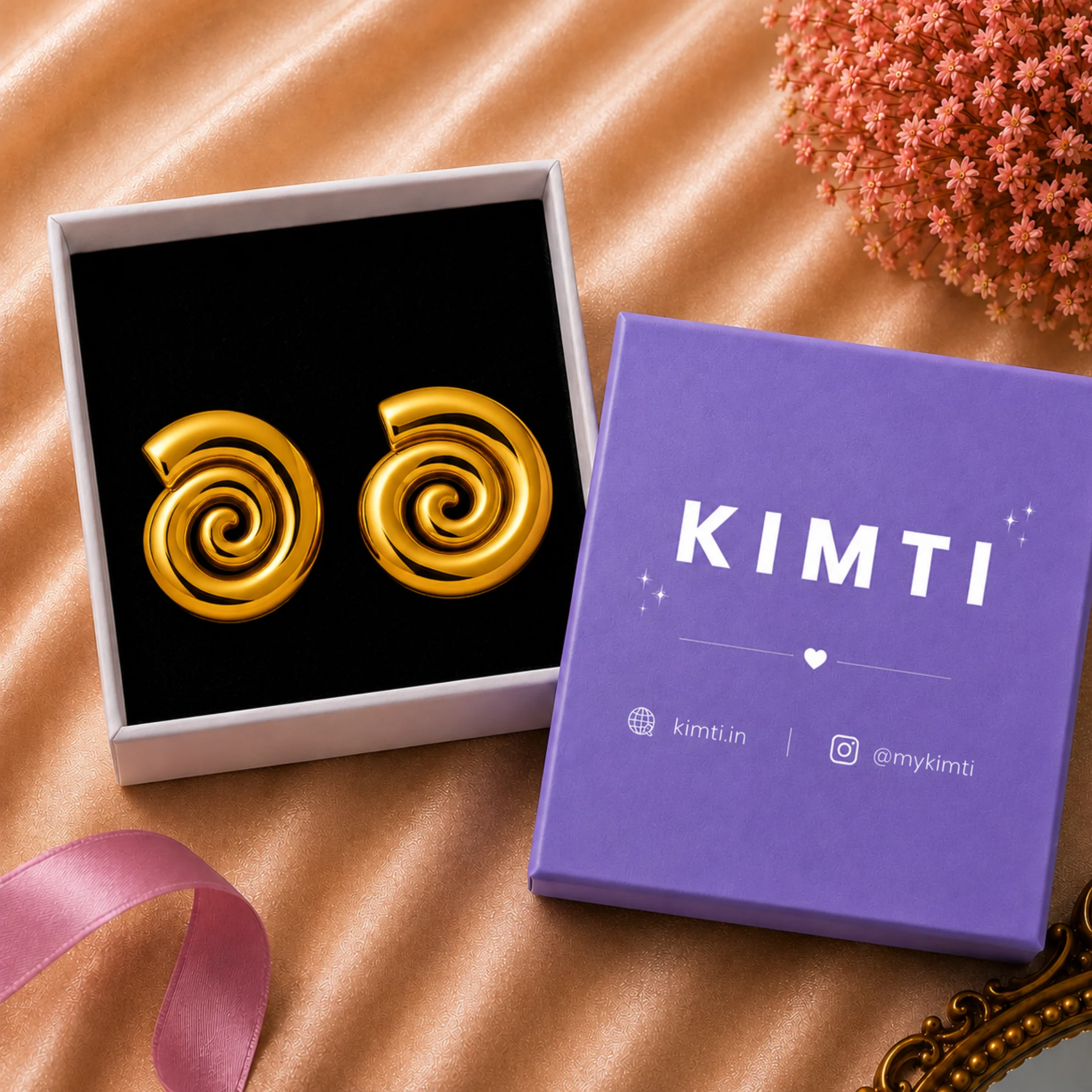 18K Gold Plated Modern Spiral Stud Earrings - Image 3
