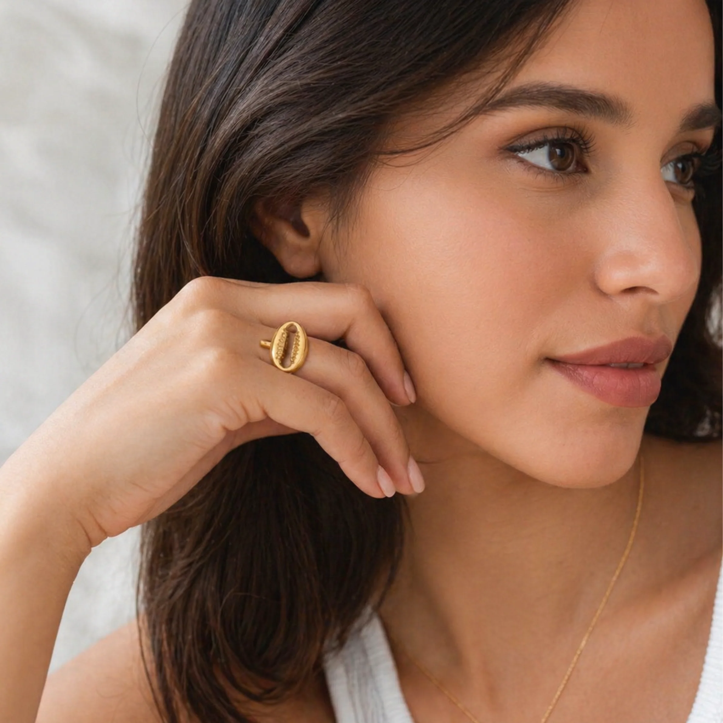 18K Gold Plated  Non-Fading Shell Ring - Image 2