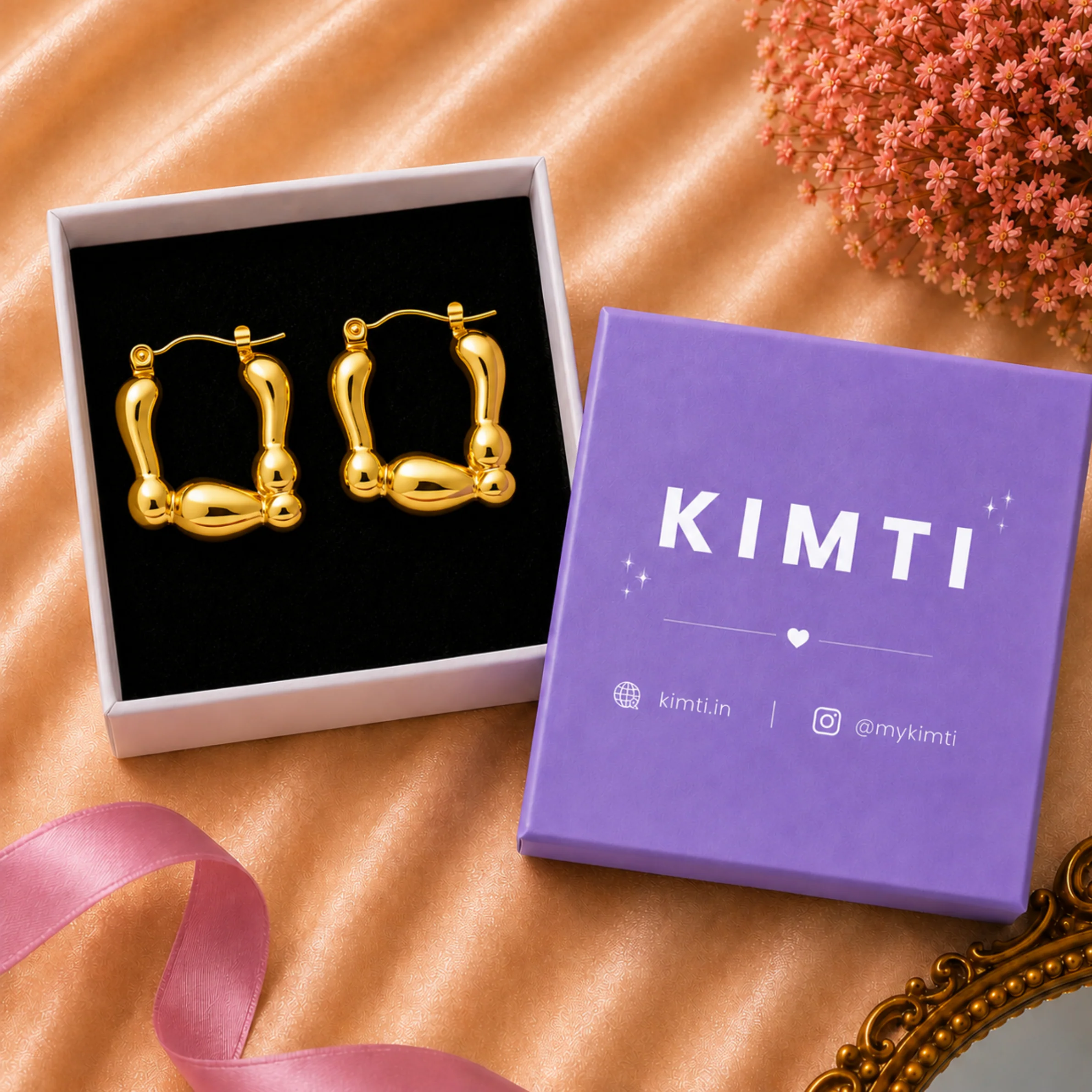 18k gold plated Orbique Hoops Earring - Image 3