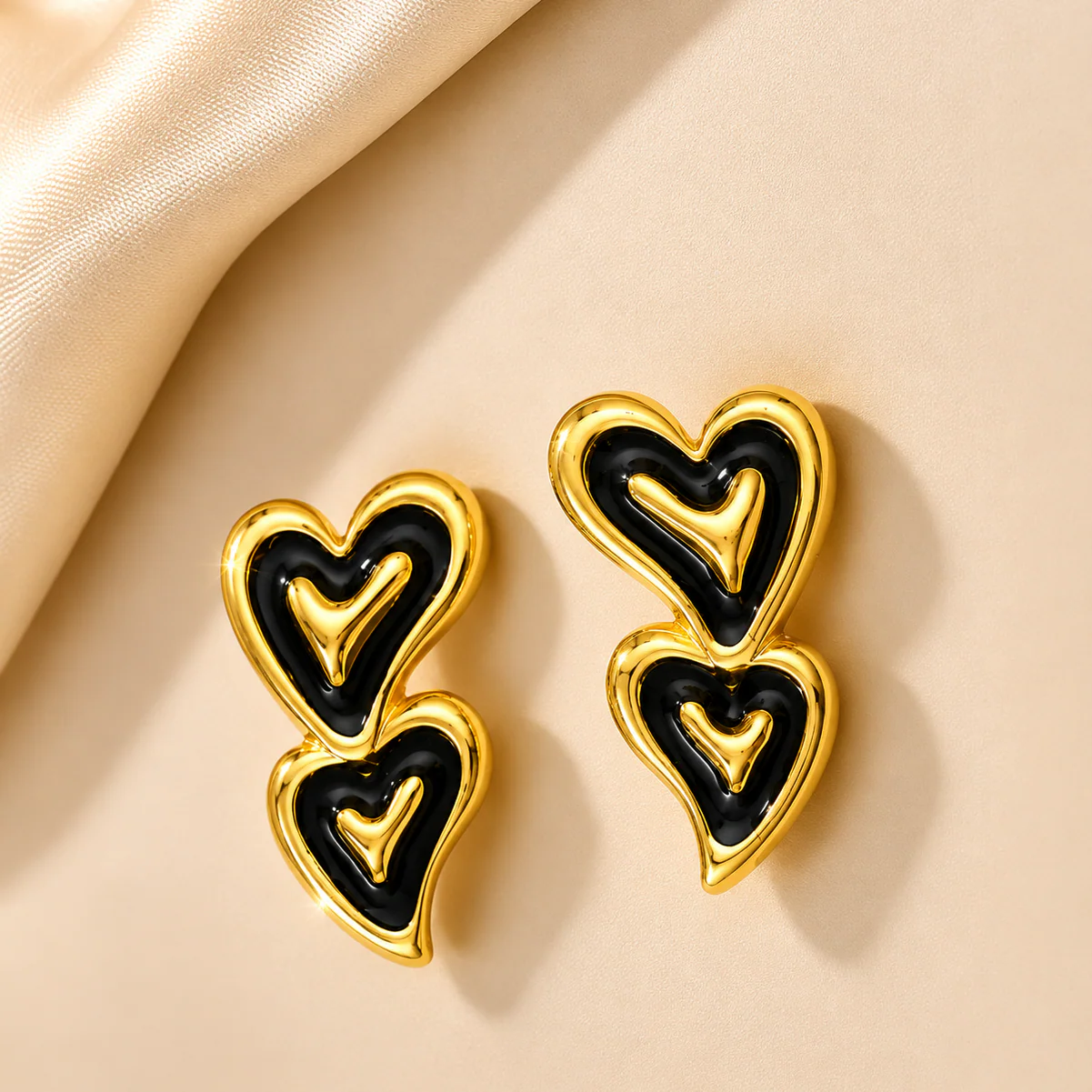 18K Gold Plated Pearl and Enamel Bow Earrings - Image 2