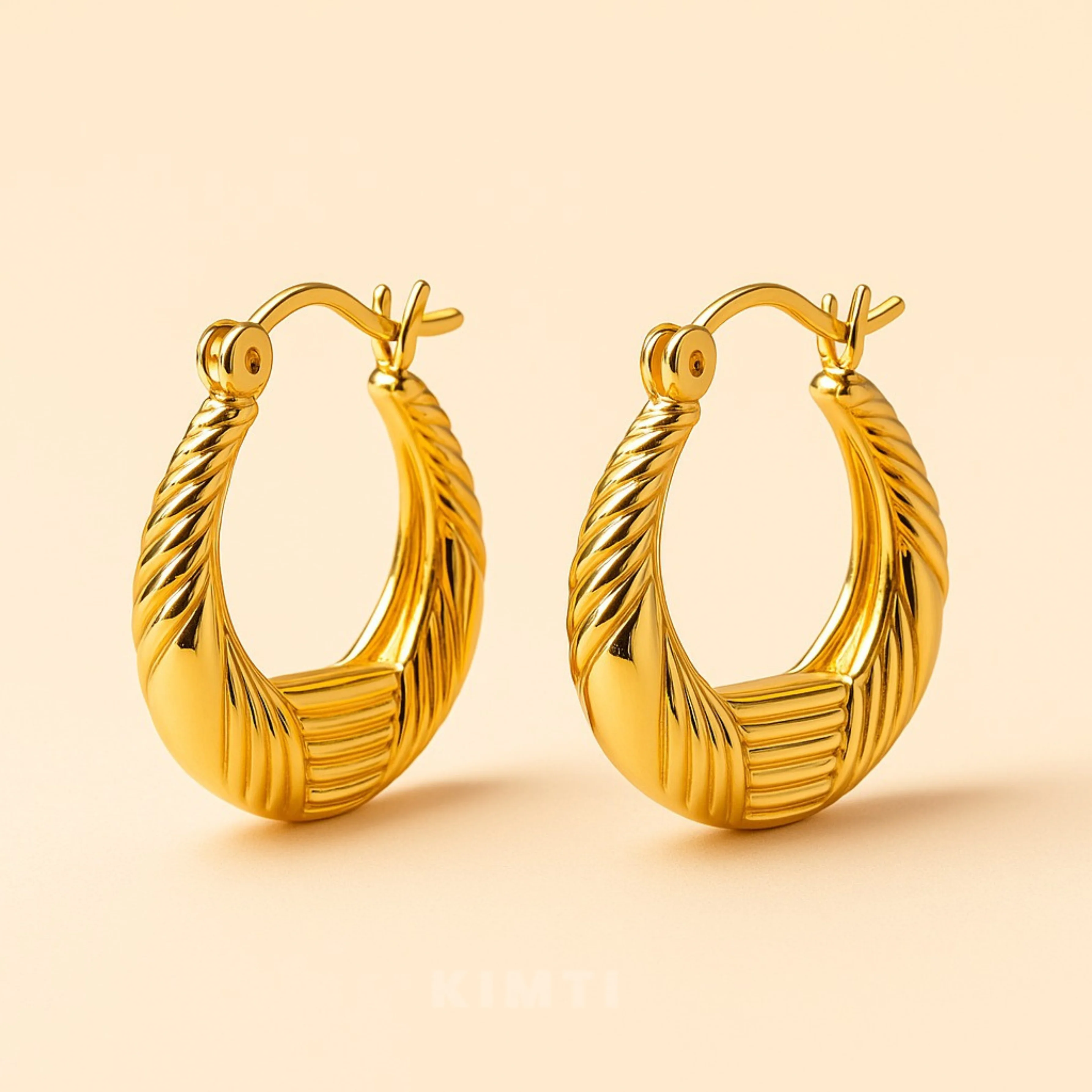 18K Gold Plated Circle Harmony Hoops Earring